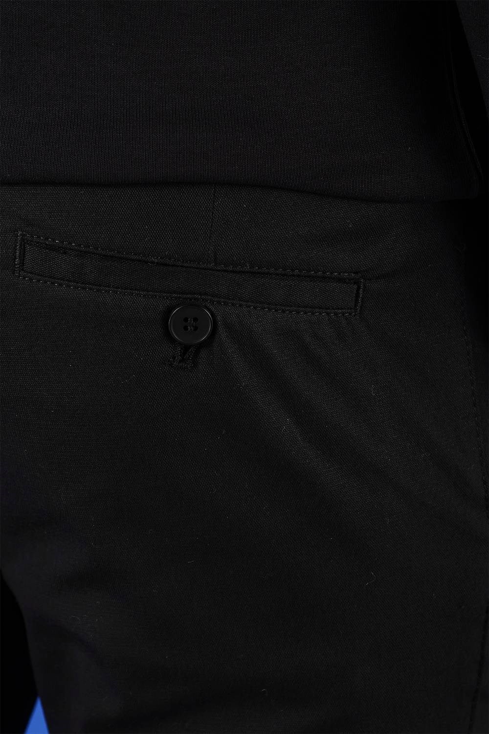 Slim Fit Yan Cep Esnek Pamuklu Siyah Kanvas Pantolon P 1125