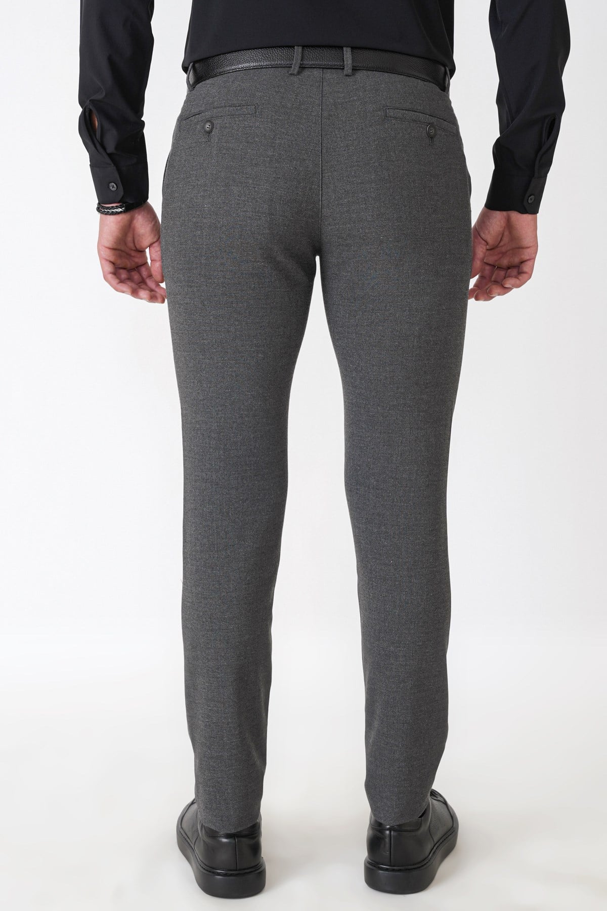 Slim Fit Yan Cep Esnek Yünlü Antrasit Pantolon P 1232