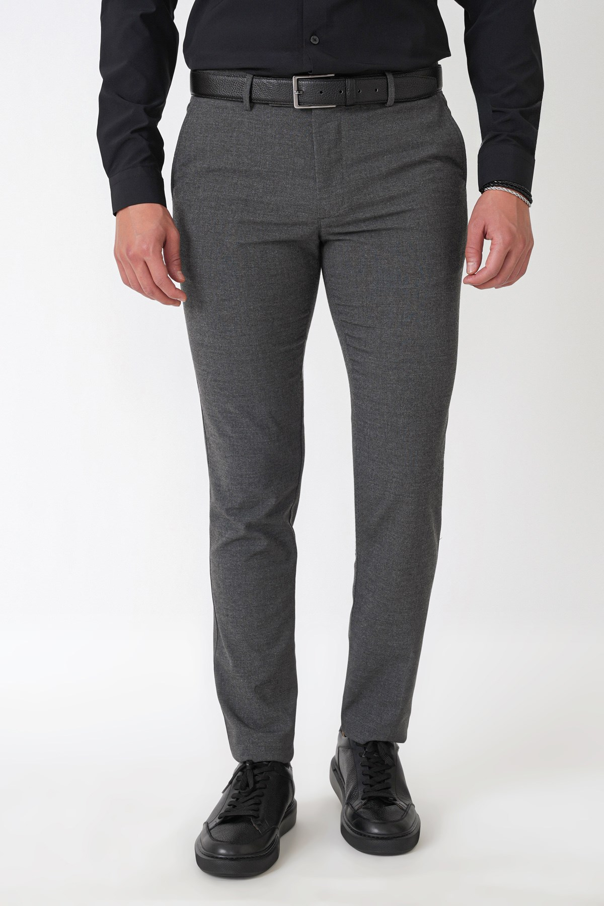 Slim Fit Yan Cep Esnek Yünlü Antrasit Pantolon P 1232