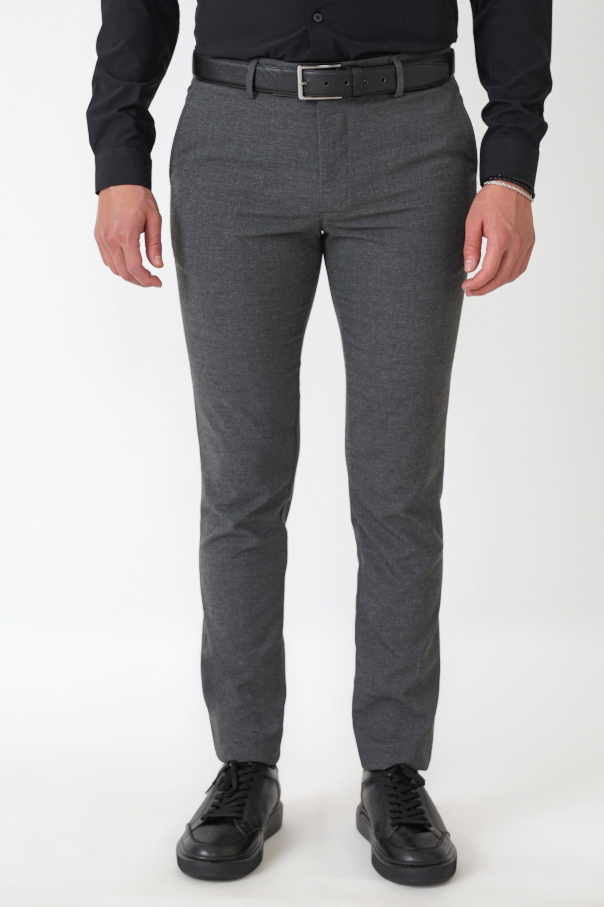 Slim Fit Yan Cep Esnek Yünlü Antrasit Pantolon P 1232