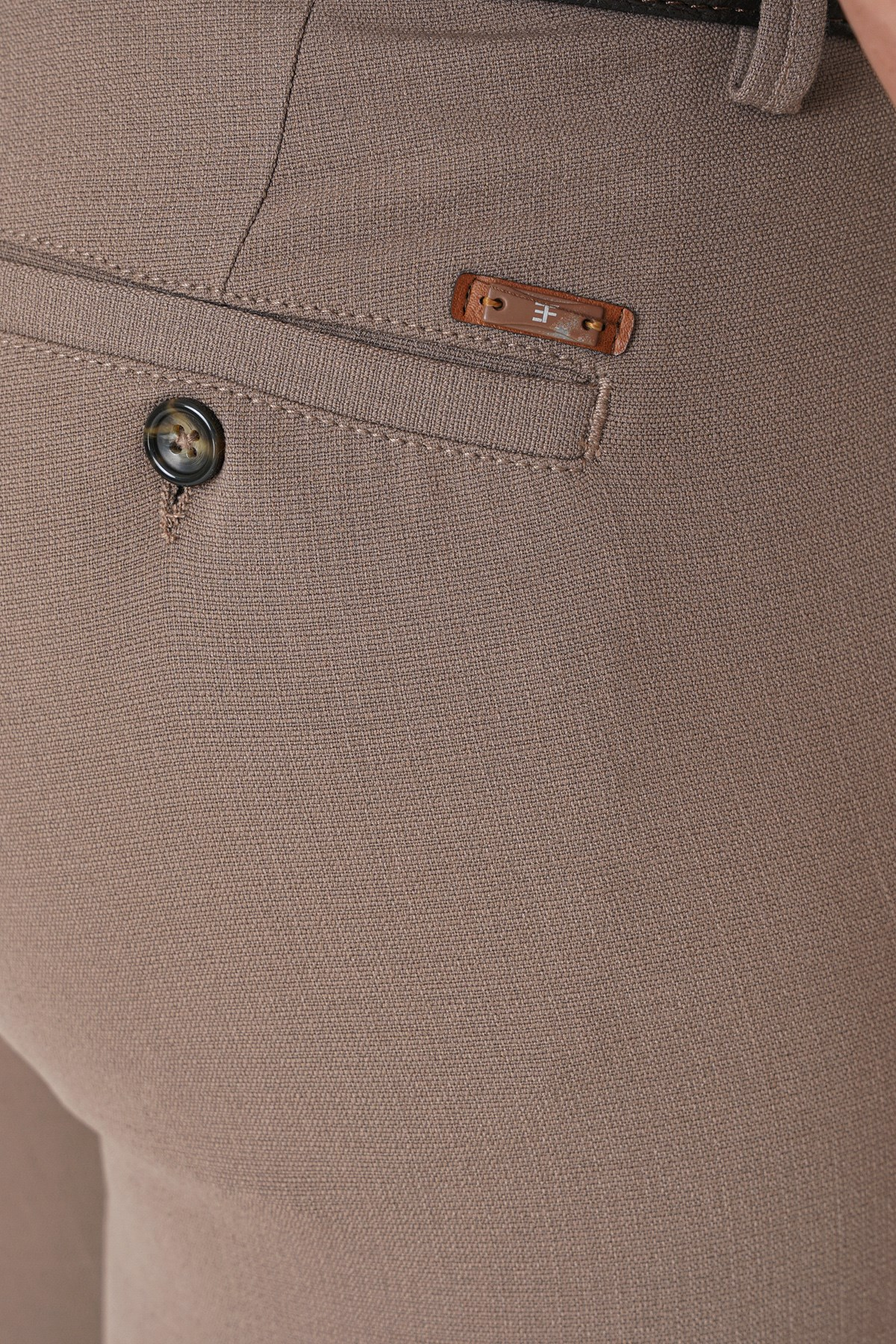 Slim Fit Yan Cep Esnek Yünlü Bej Pantolon P 1232