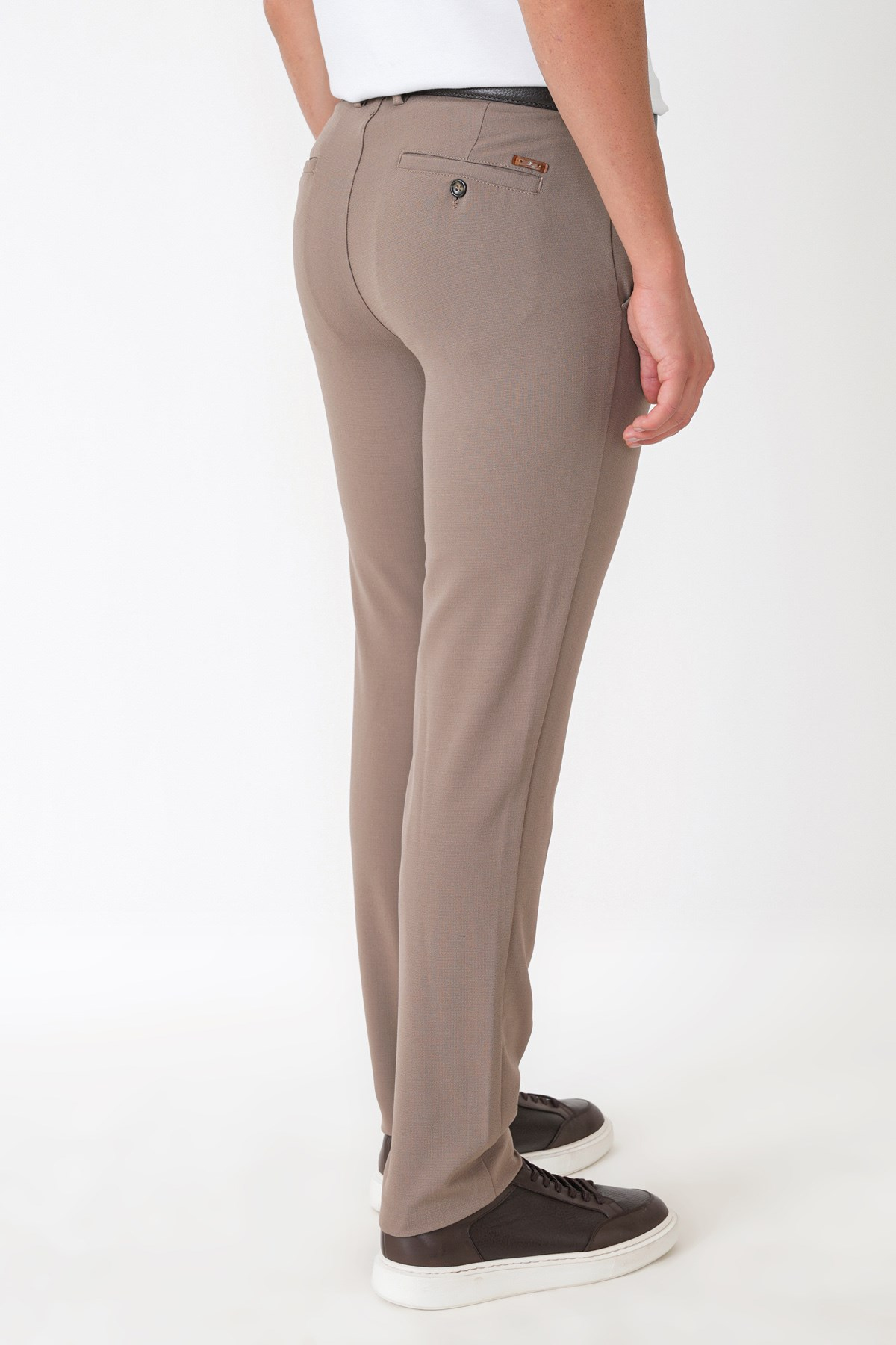 Slim Fit Yan Cep Esnek Yünlü Bej Pantolon P 1232