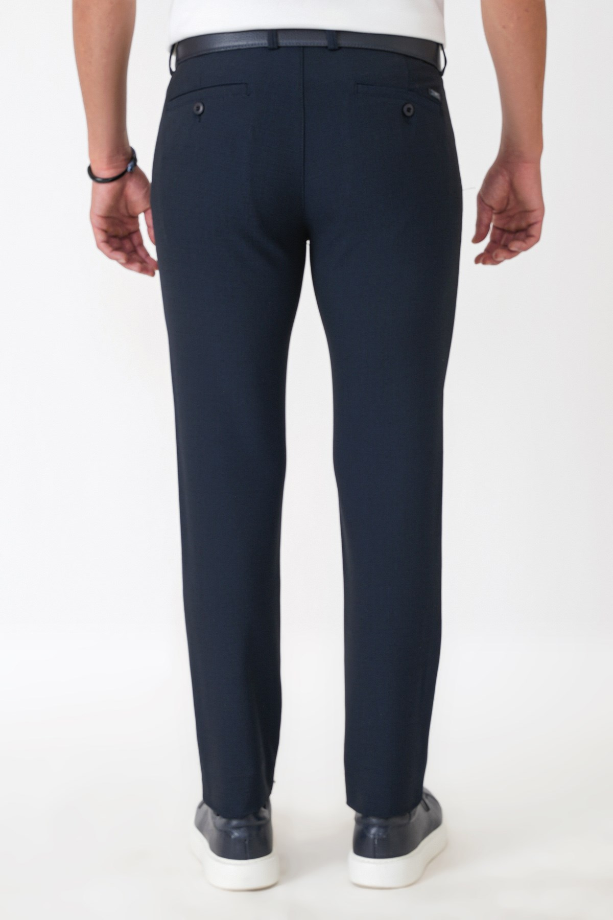 Slim Fit Yan Cep Esnek Yünlü Lacivert Pantolon P 1232