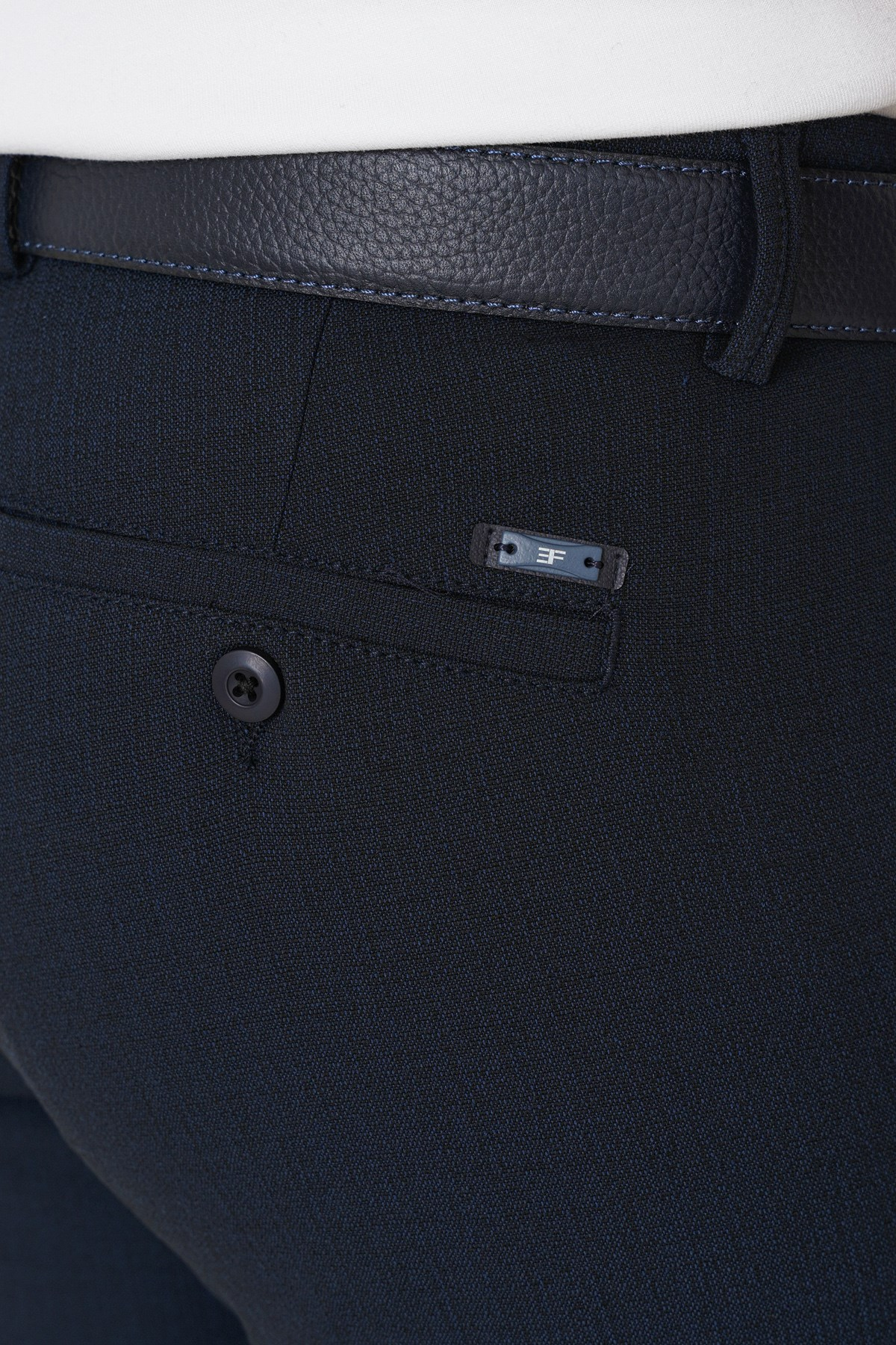 Slim Fit Yan Cep Esnek Yünlü Lacivert Pantolon P 1232