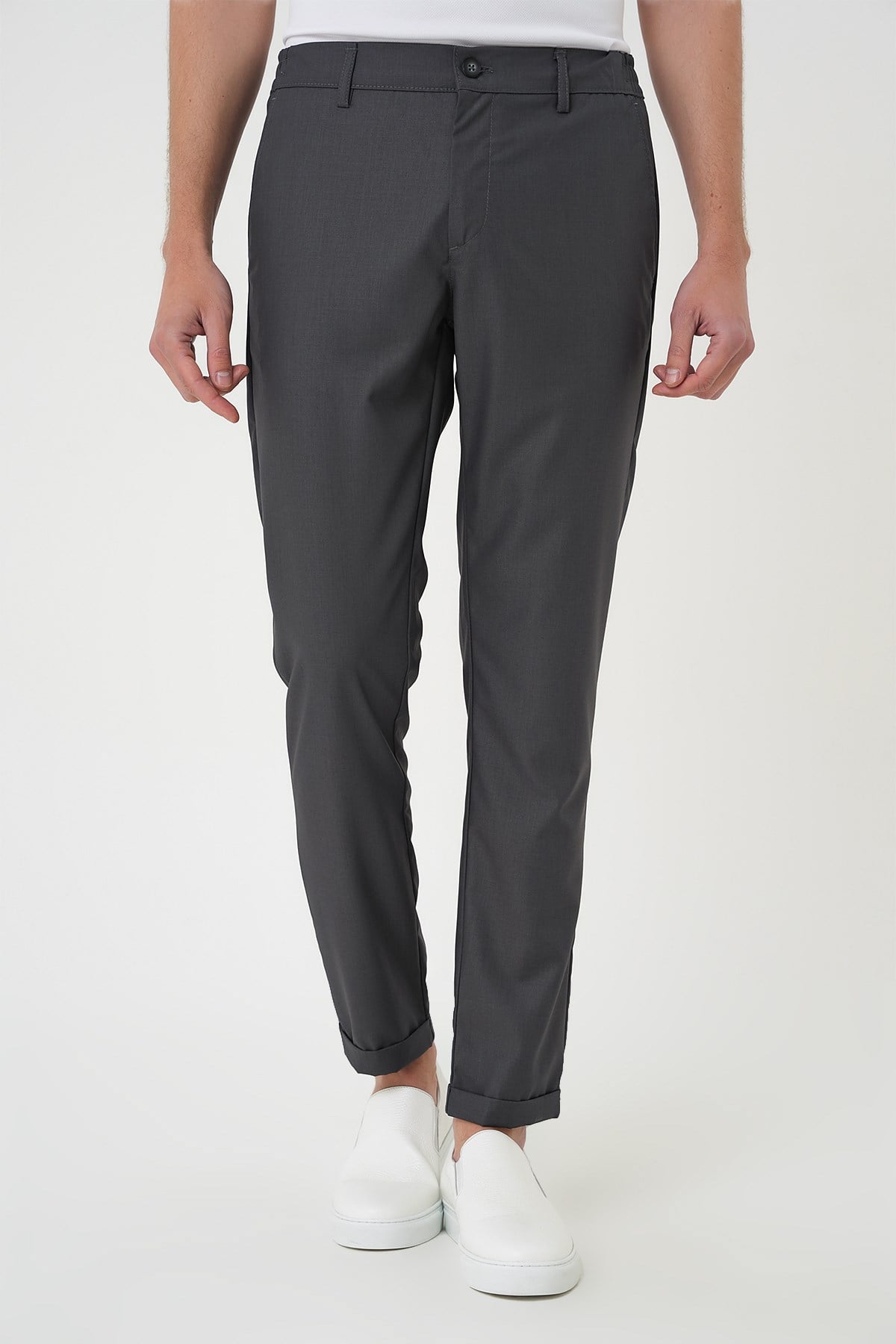 Slim Fit Yan Cep Pamuklu Duble Paça Antrasit Jogger Pantolon P 1165
