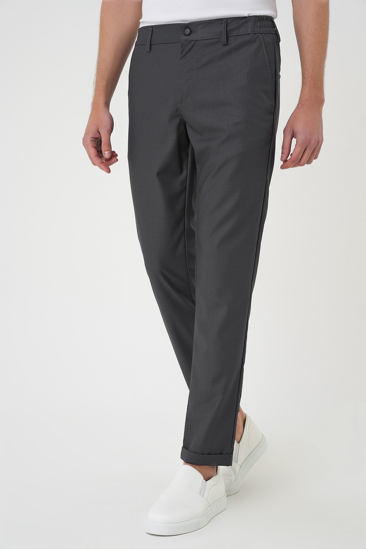 Slim Fit Yan Cep Pamuklu Duble Paça Antrasit Jogger Pantolon P 1165