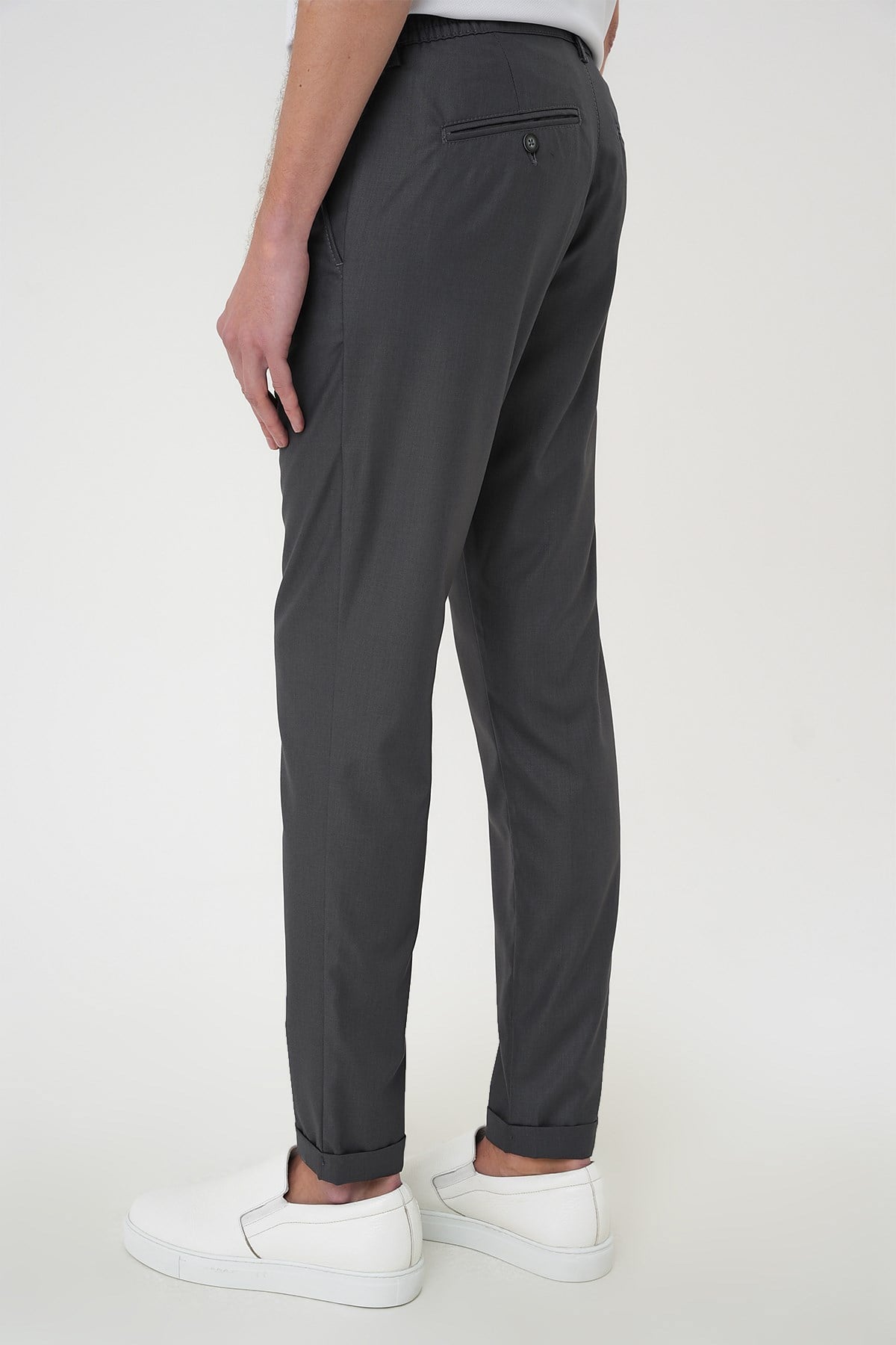 Slim Fit Yan Cep Pamuklu Duble Paça Antrasit Jogger Pantolon P 1165
