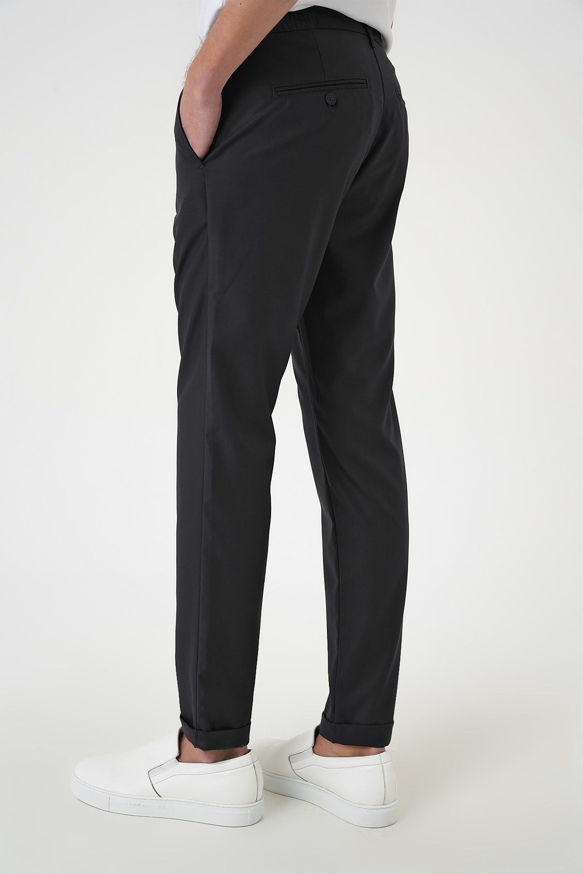 Slim Fit Yan Cep Pamuklu Duble Paça Füme Jogger Pantolon P 1165