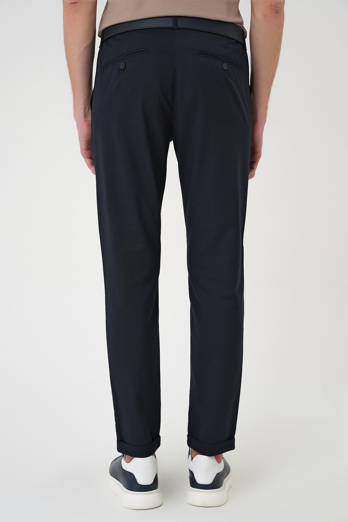 Slim Fit Yan Cep Pamuklu Duble Paça Lacivert Jogger Pantolon P 1165