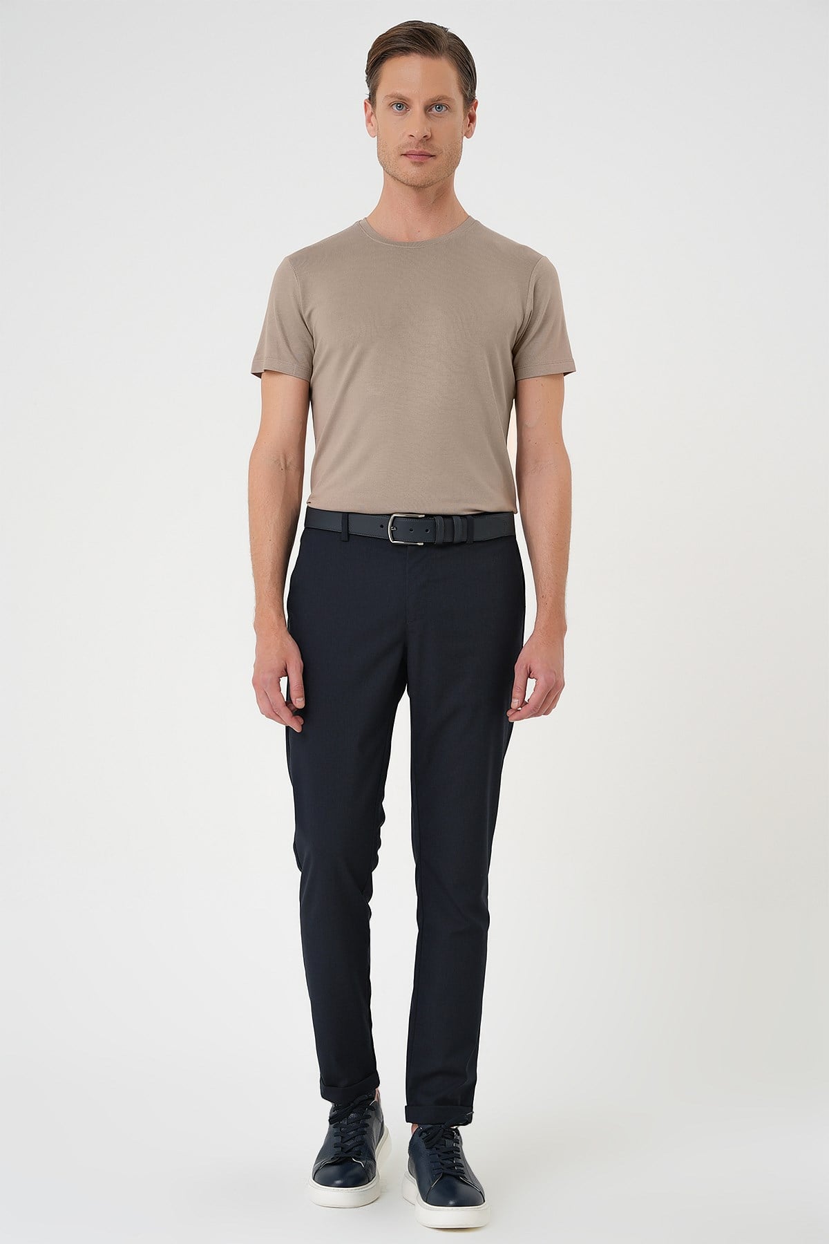 Slim Fit Yan Cep Pamuklu Duble Paça Lacivert Jogger Pantolon P 1165