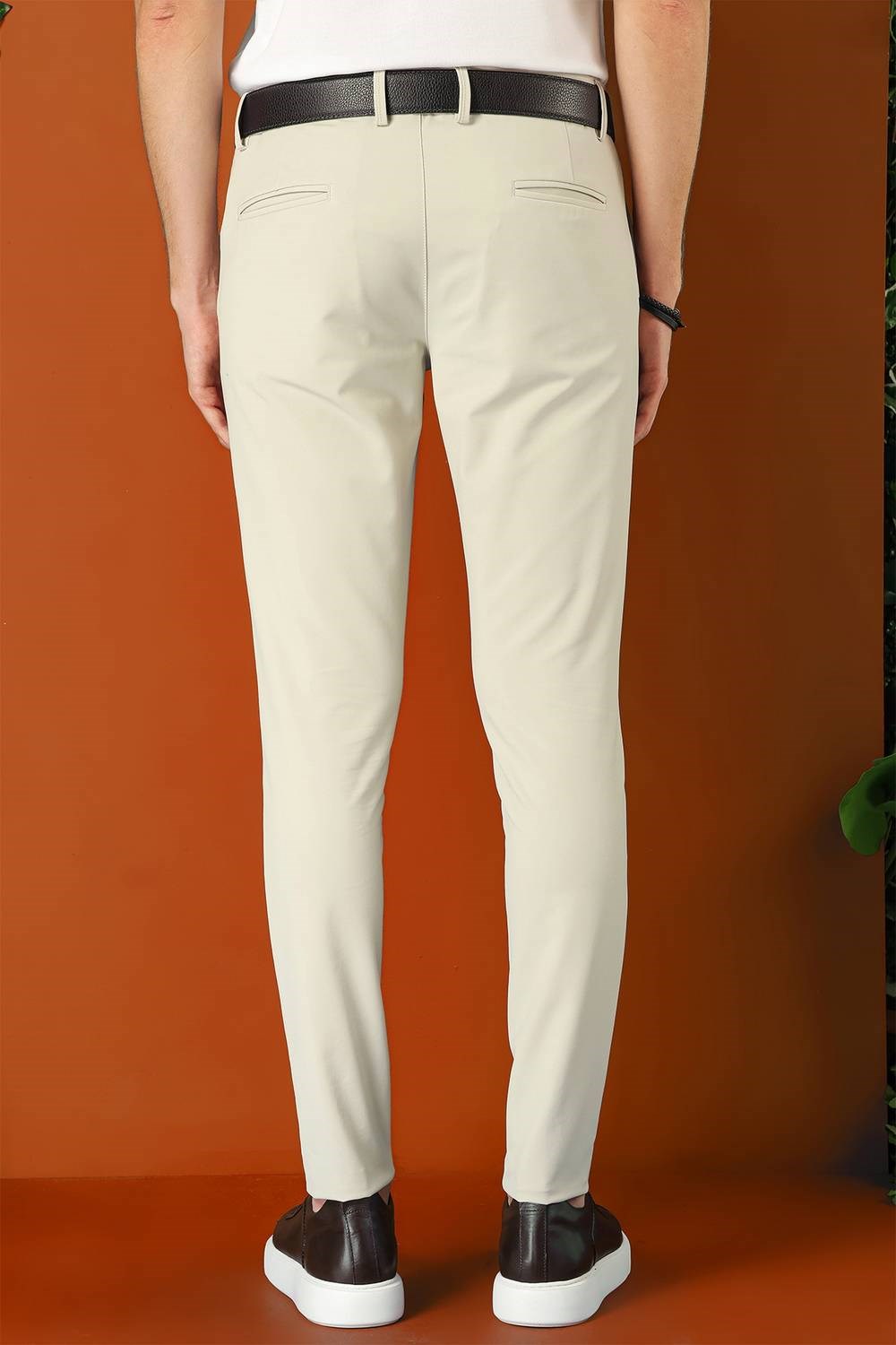Slim Fit Yan Cepli Düz Esnek Pamuk Casual Taş Pantolon P 1144