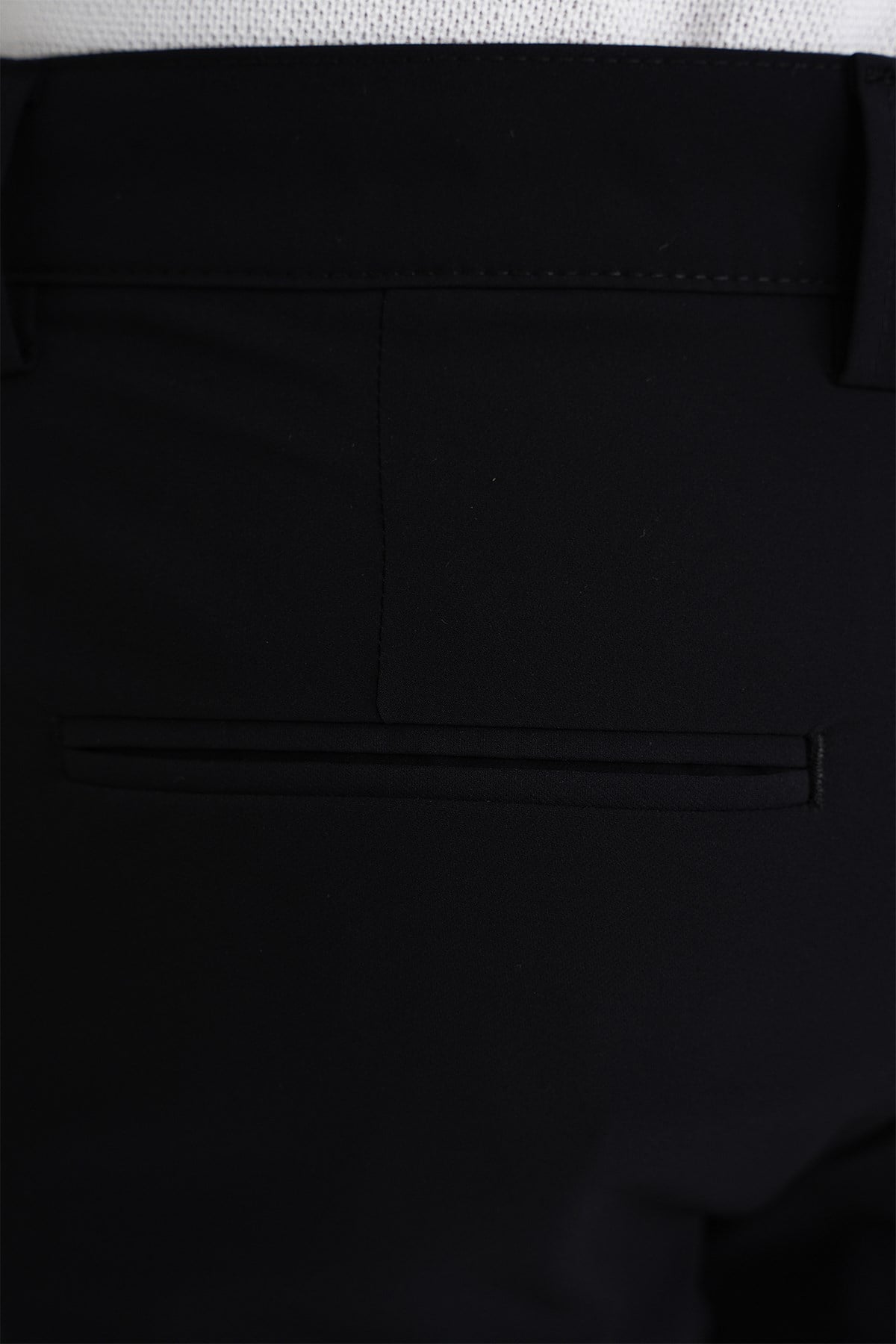 Slim Fit Yan Cepli Esnek Düz Siyah Pamuk Pantolon P 1197