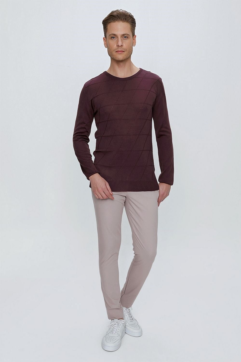 Slim Fit Yan Cepli Esnek Pamuklu Gri Chino Pantolon P 1077