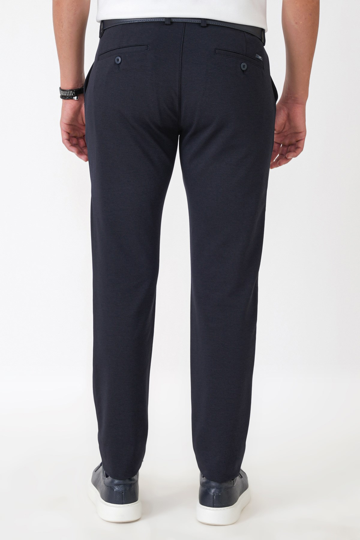 Slim Fit Yan Cepli Esnek Tencel Karışımlı Lacivert Pantolon P 1233