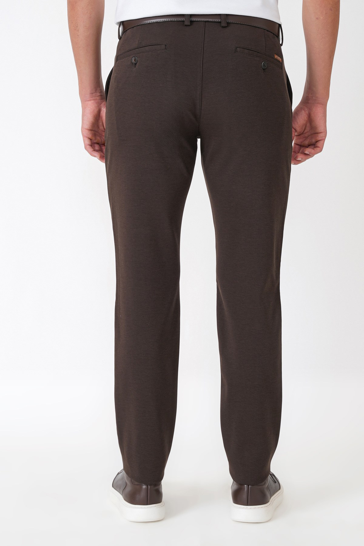 Slim Fit Yan Cepli Esnek Tencel Karışımlı Kahverengi Pantolon P 1233