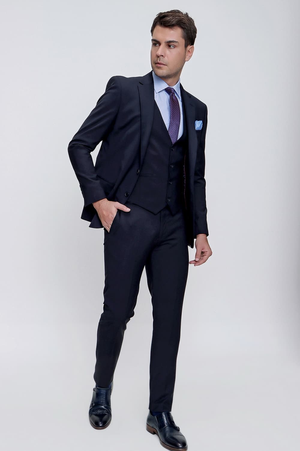 TK 841 Slim Fit Lacivert Klasik Takım Elbise