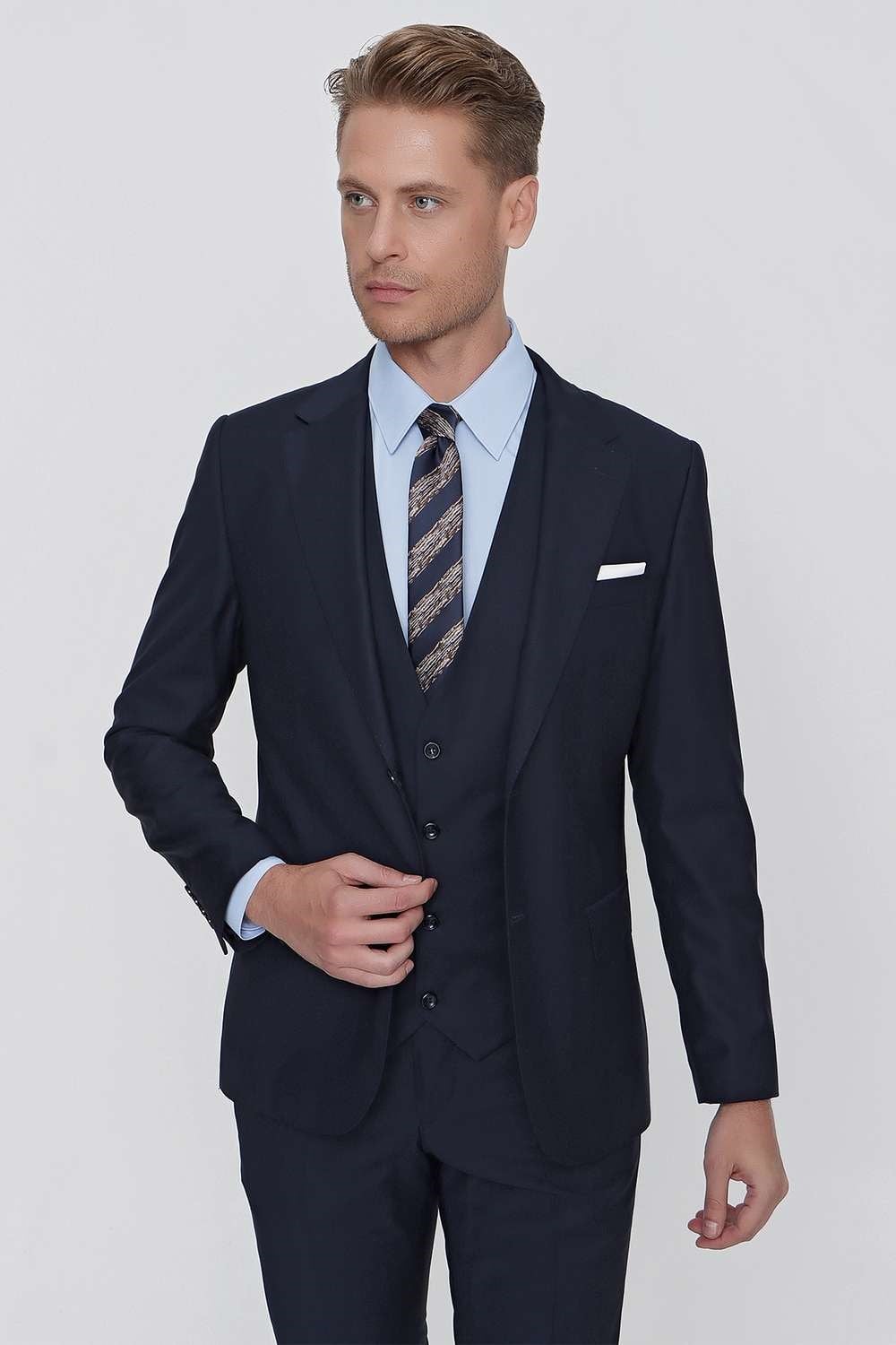 TK 861 Slim Fit Lacivert Klasik Takım Elbise