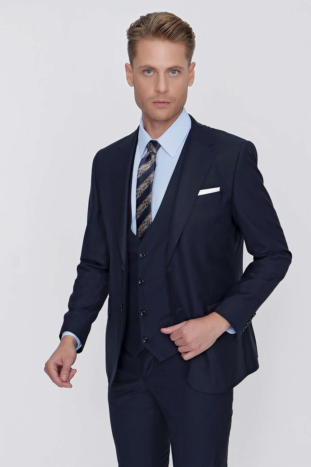 TK 861 Slim Fit Lacivert Klasik Takım Elbise