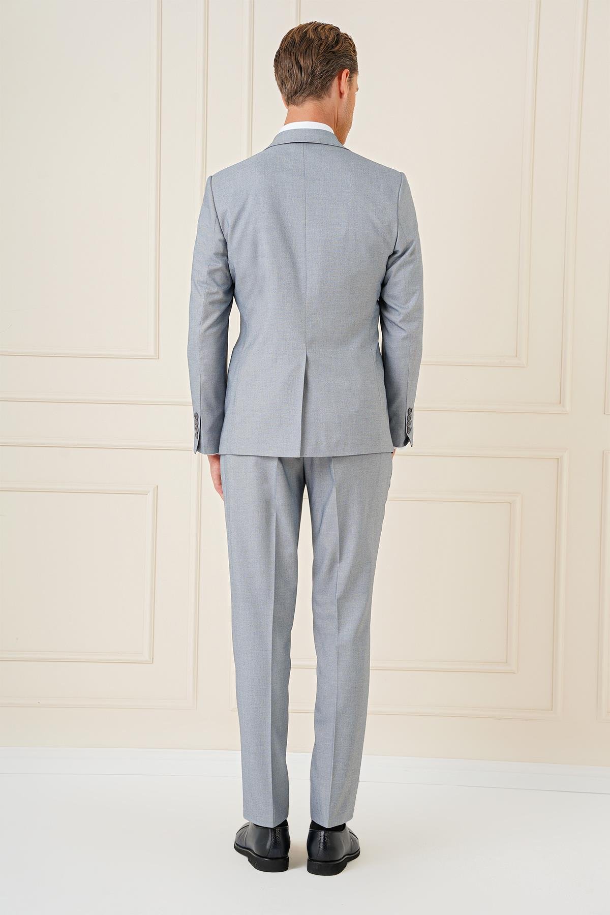 TK 903 Slim Fit Gri Klasik Takım Elbise