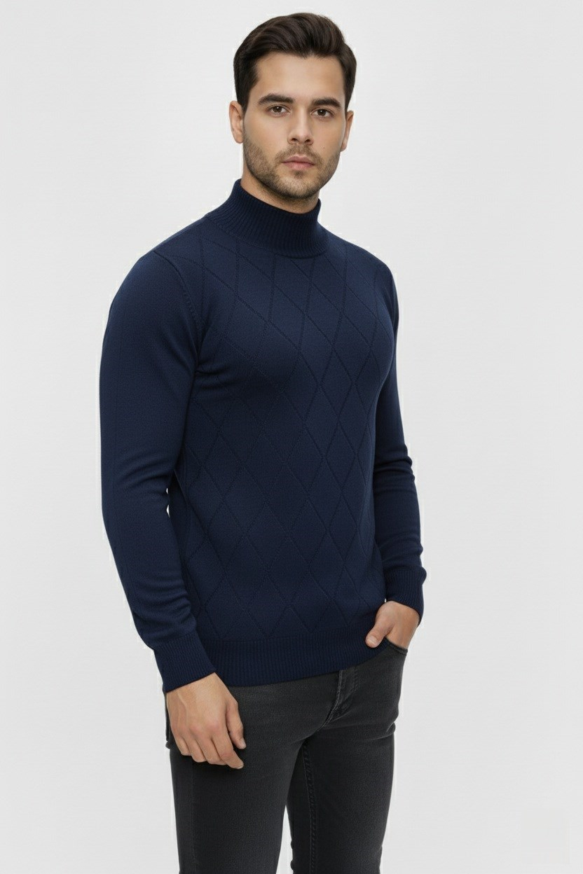 TR 838 Lacivert Balıkçı Triko
