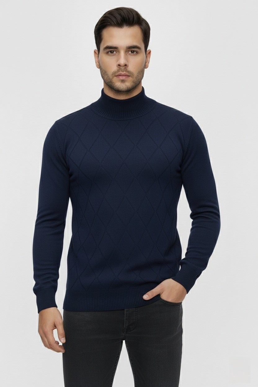 TR 838 Lacivert Balıkçı Triko