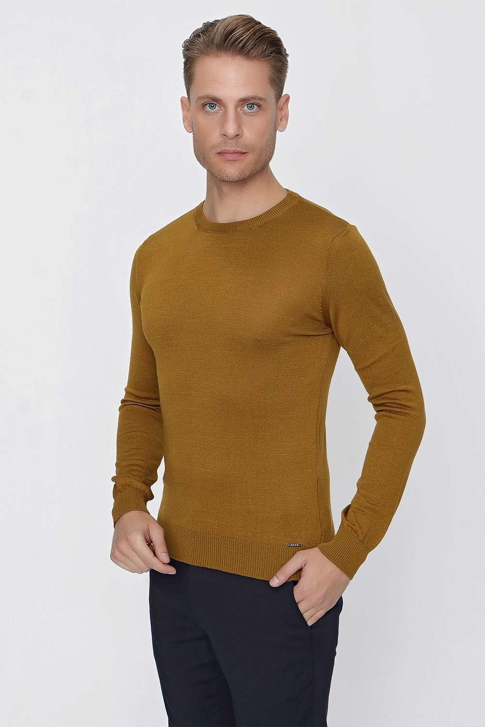 TR 840 Slim Fit Tütün Klasik Triko