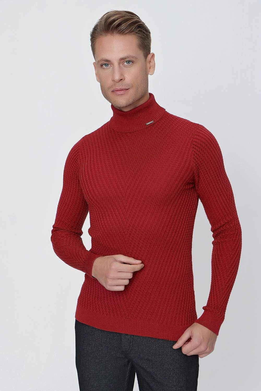 TR 848 Slim Fit Bordo Klasik Triko