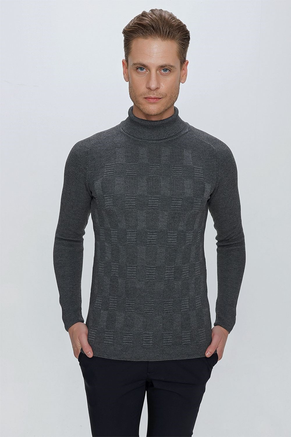 TR 852 Slim Fit Antrasit Klasik Triko