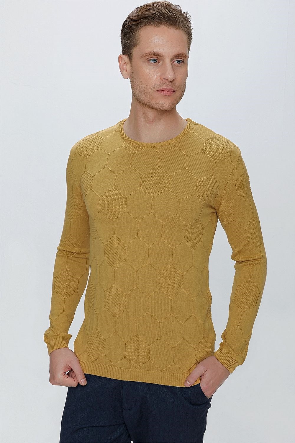 TR 853 Slim Fit Hardal Klasik Triko