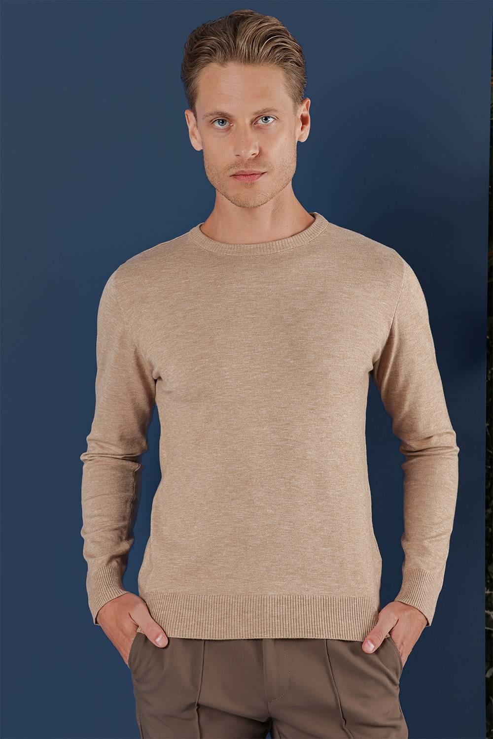 TR 858 Slim Fit Bej Klasik Triko