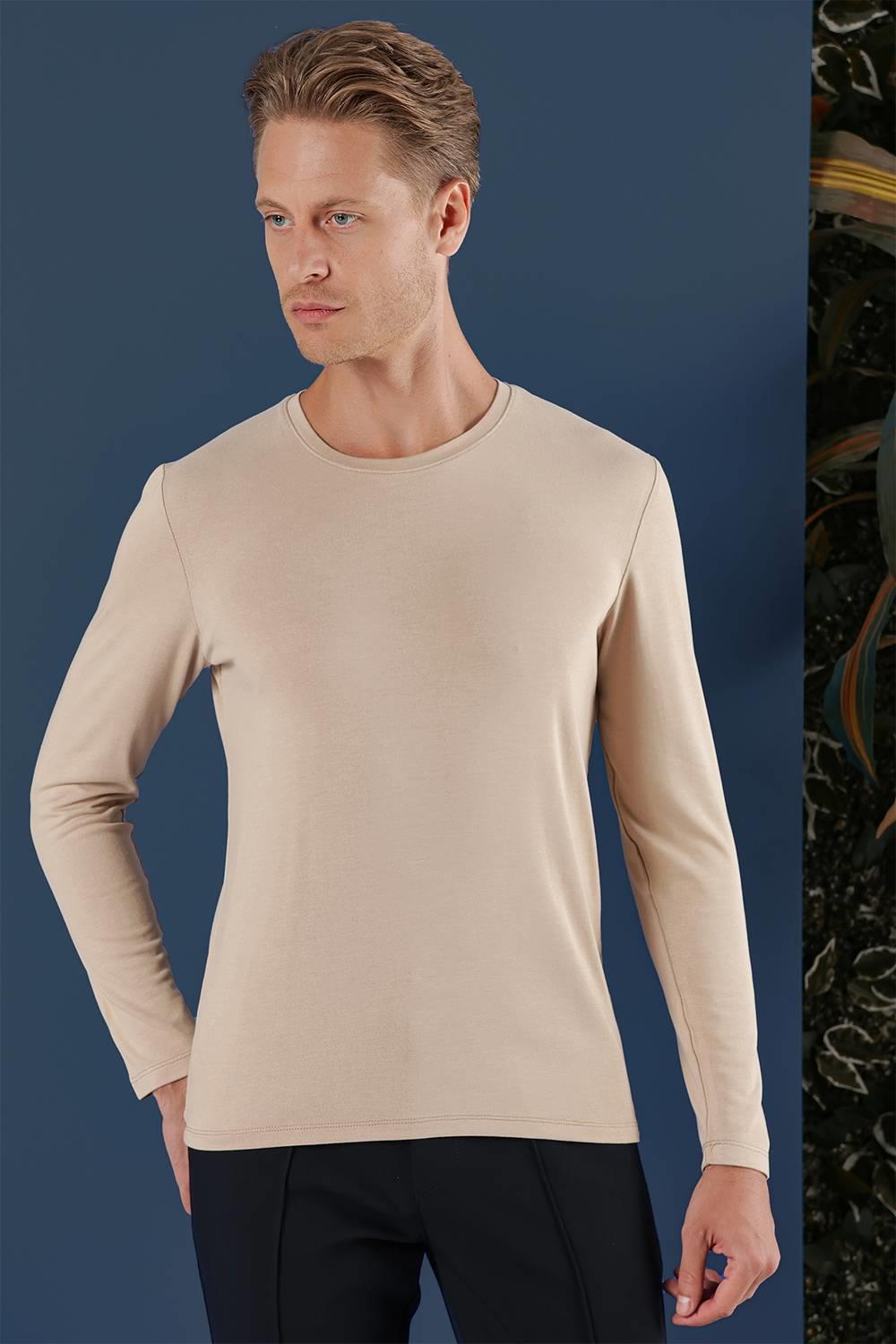 TS 870 Slim Fit Bej Spor T-Shirt