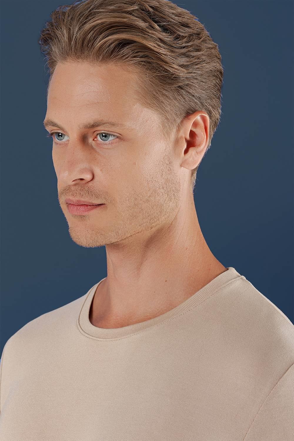 TS 870 Slim Fit Bej Spor T-Shirt