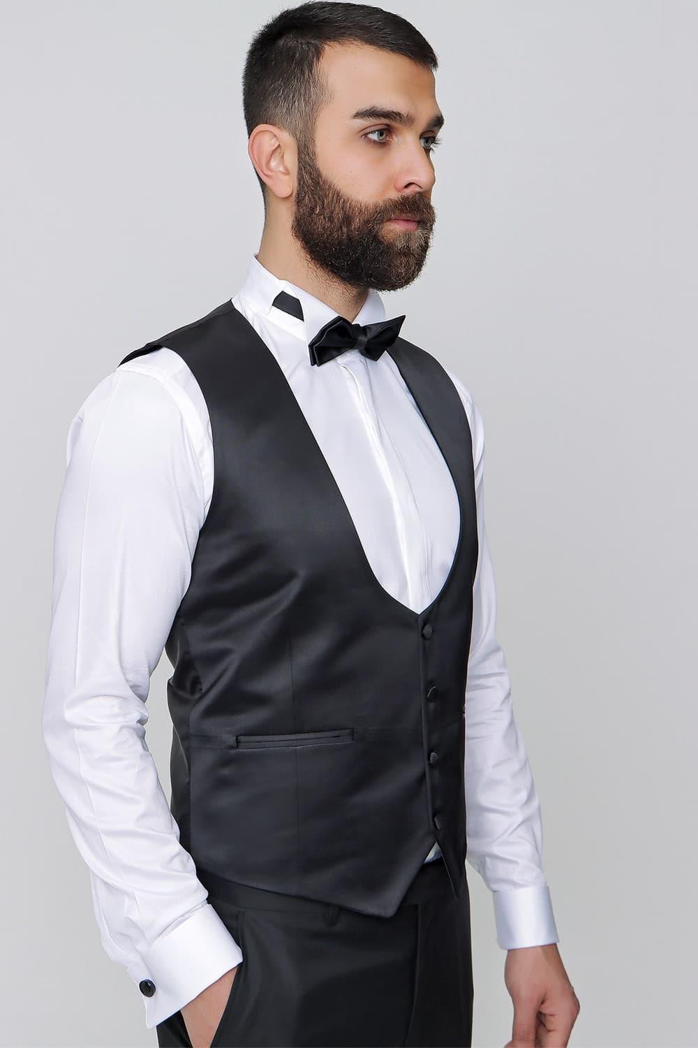 Y 157 Slim Fit Siyah Klasik Yelek
