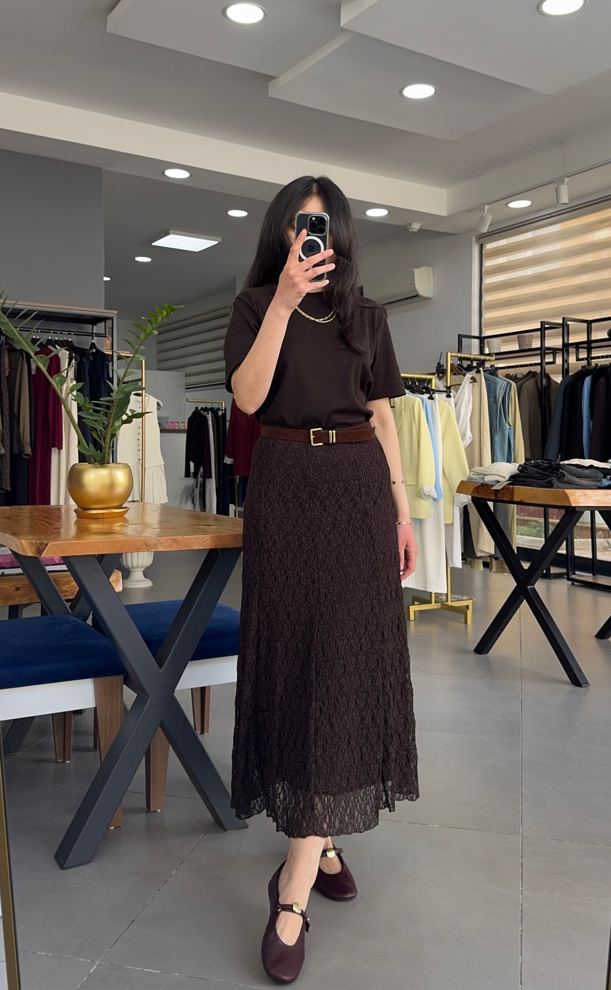 Acı Kahve Bisiklet Yaka Basic Tişört