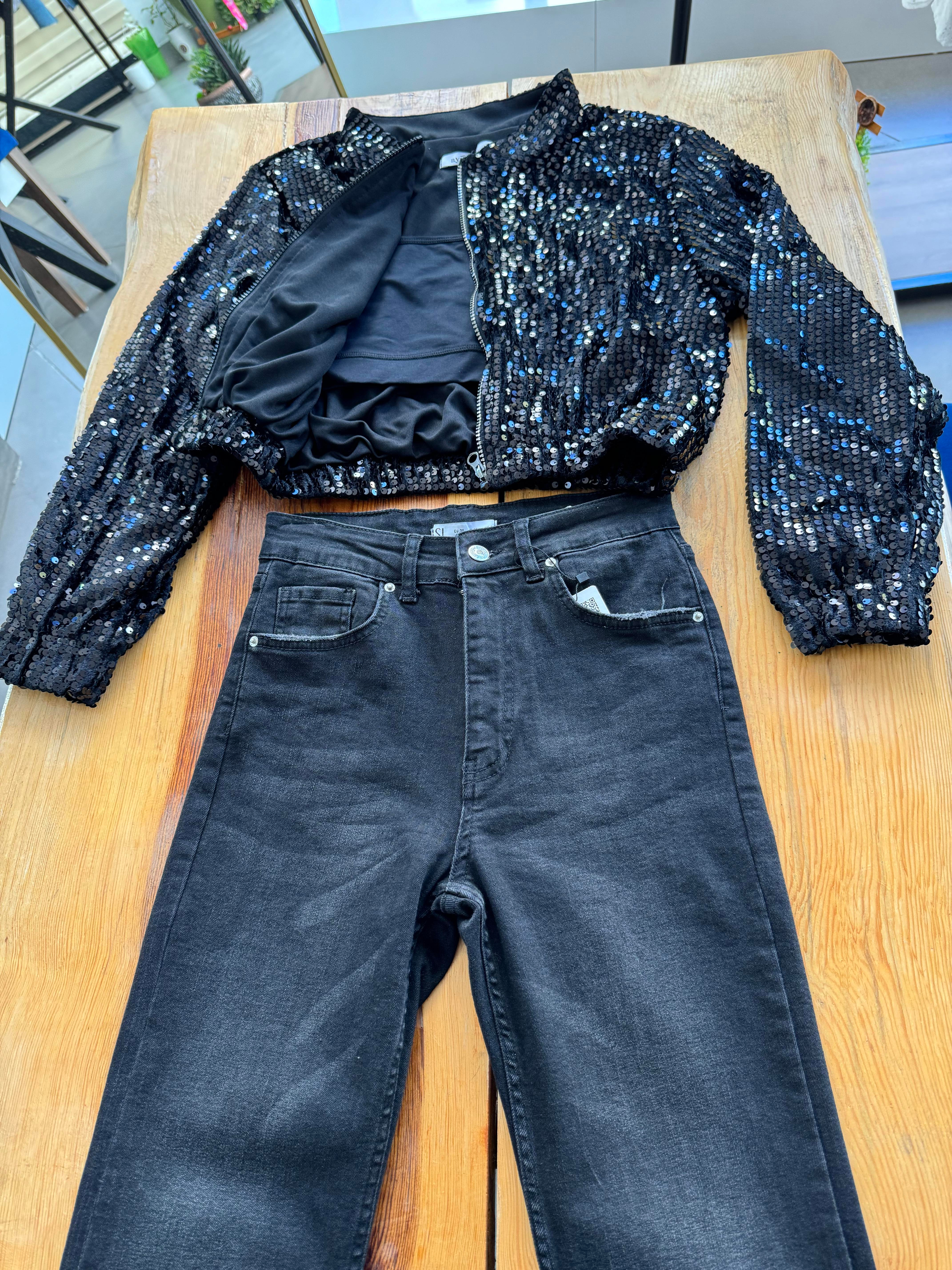 Astarlı Payet Siyah Bomber Ceket