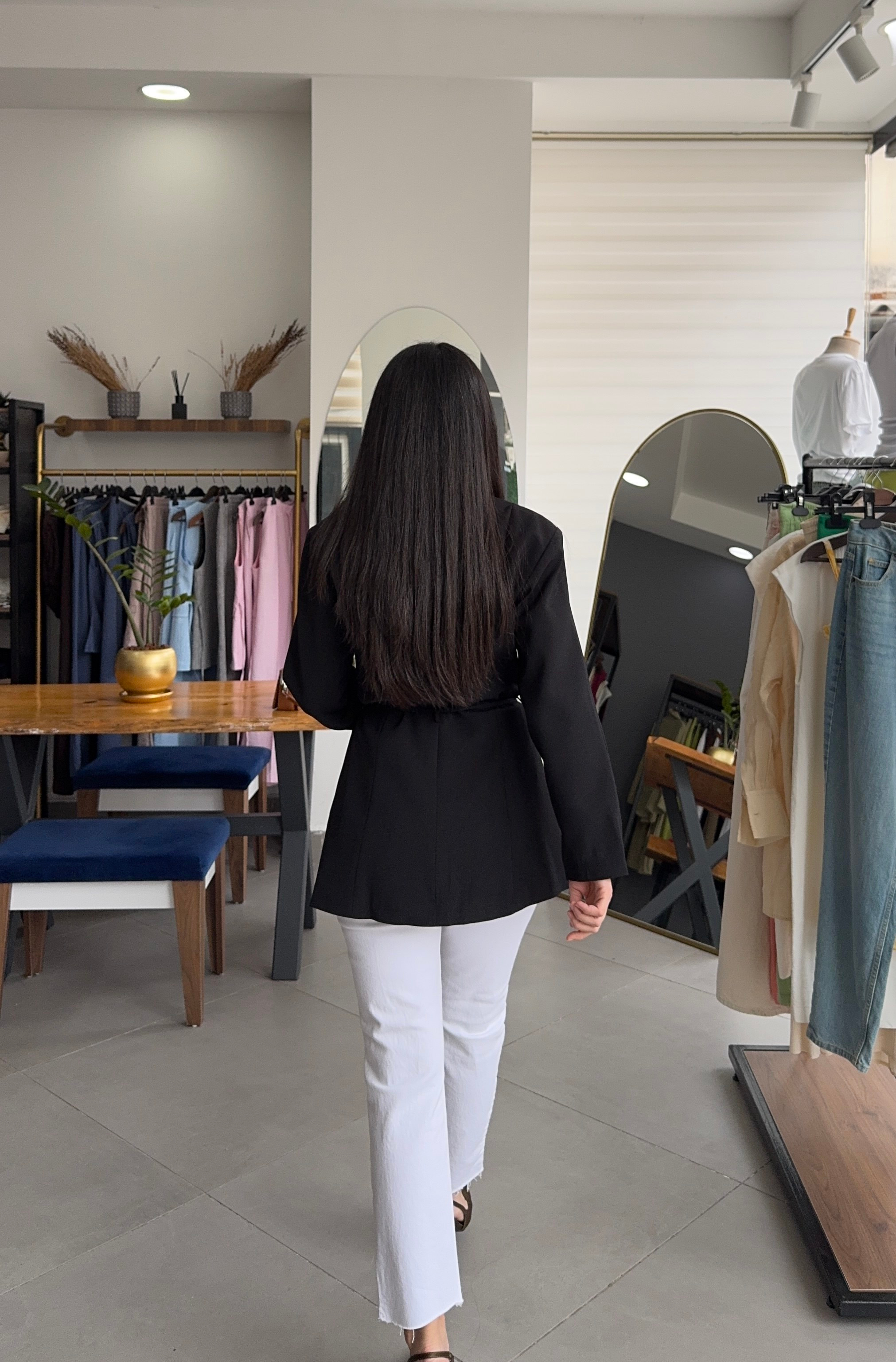 Bağcıklı Kruvaze Astarlı Siyah Blazer Ceket