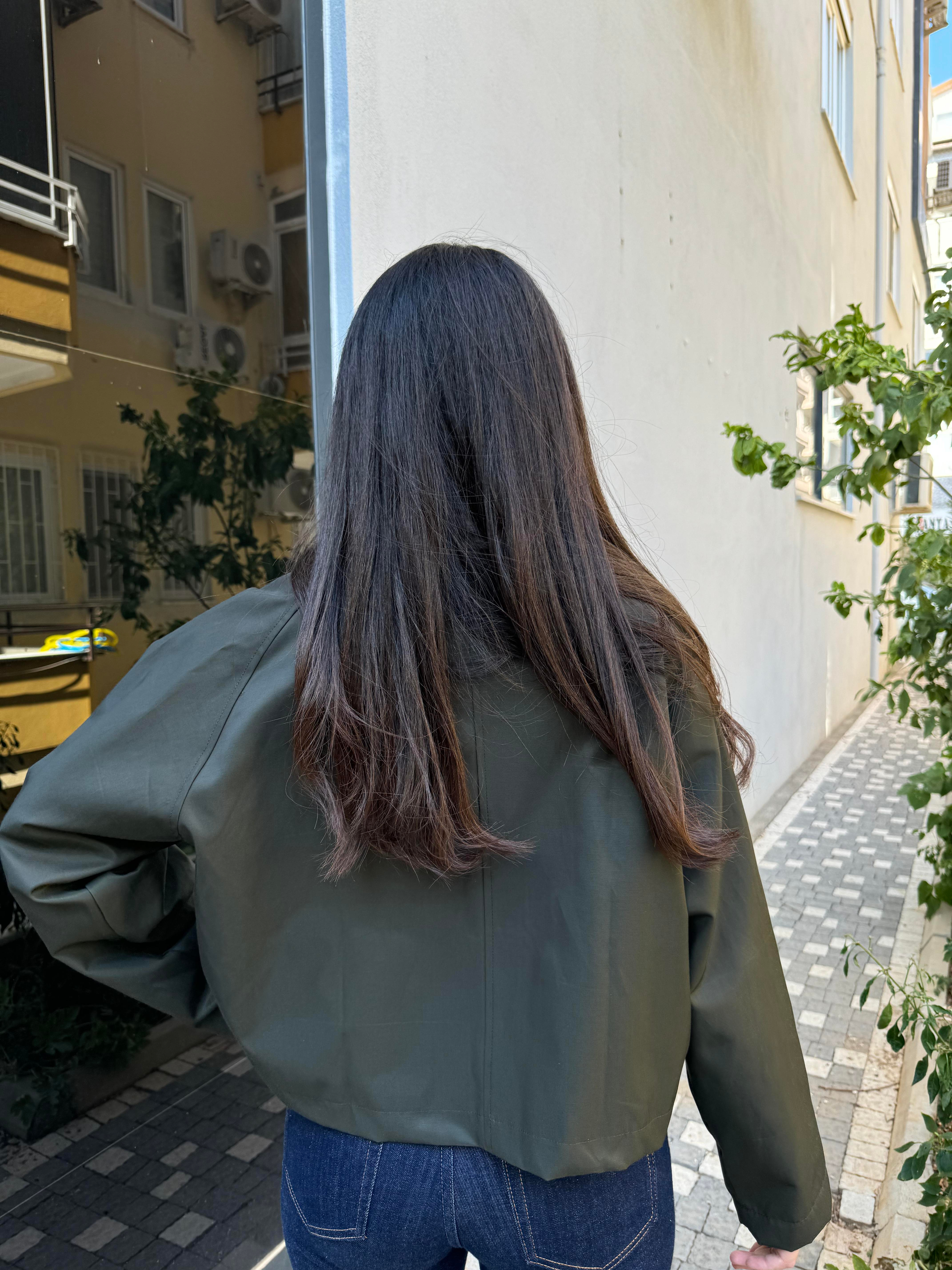 Cepli Astarlı Su Geçirmez Haki Parka Ceket