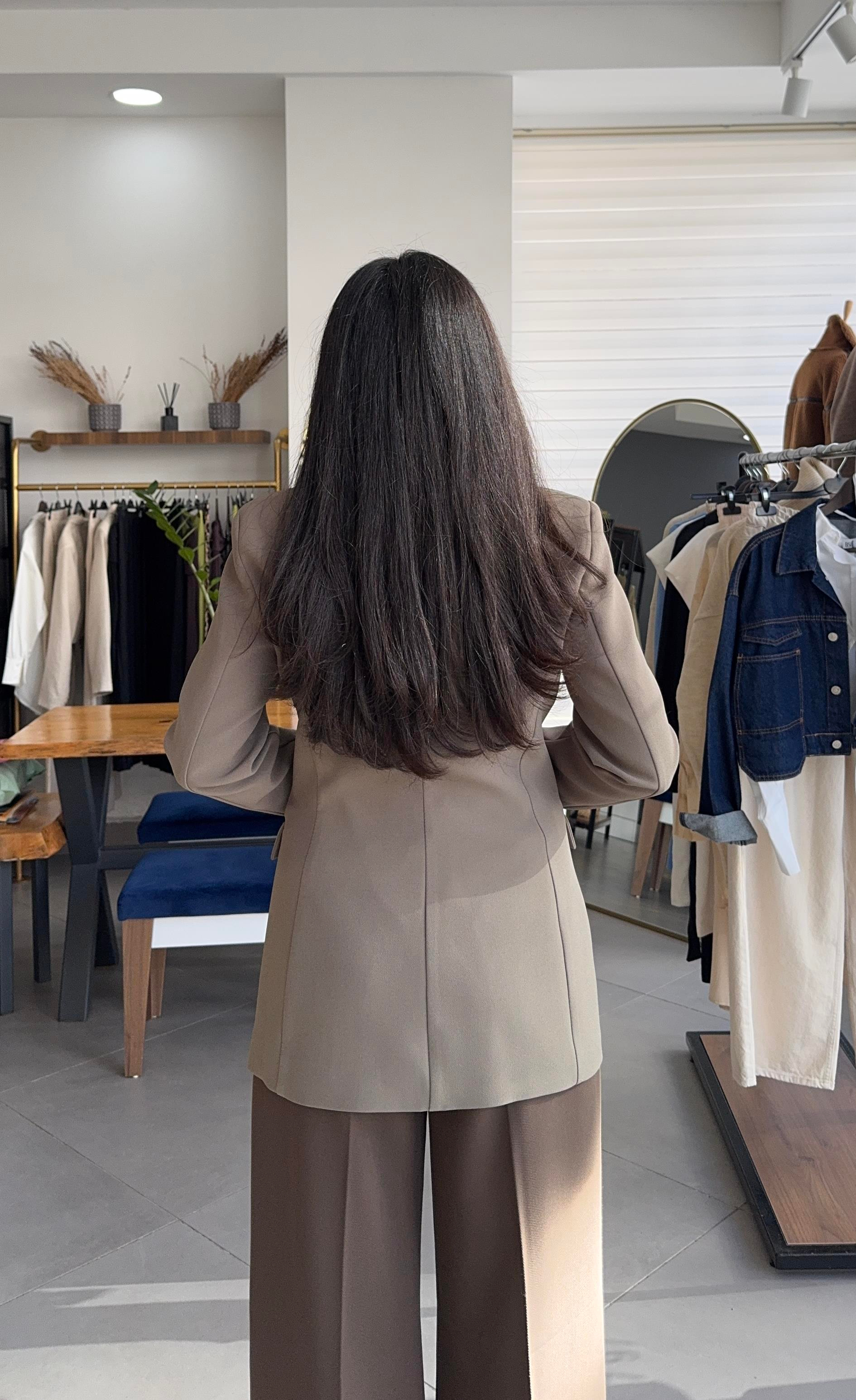 Haki Belden Oturtmalı Astarlı Blazer Ceket