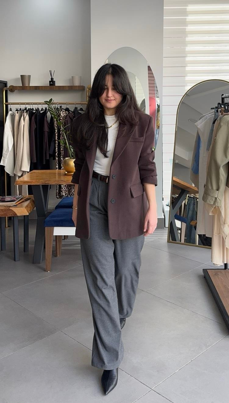 Kaşe Astarlı Acı Kahve Kısa Kaban