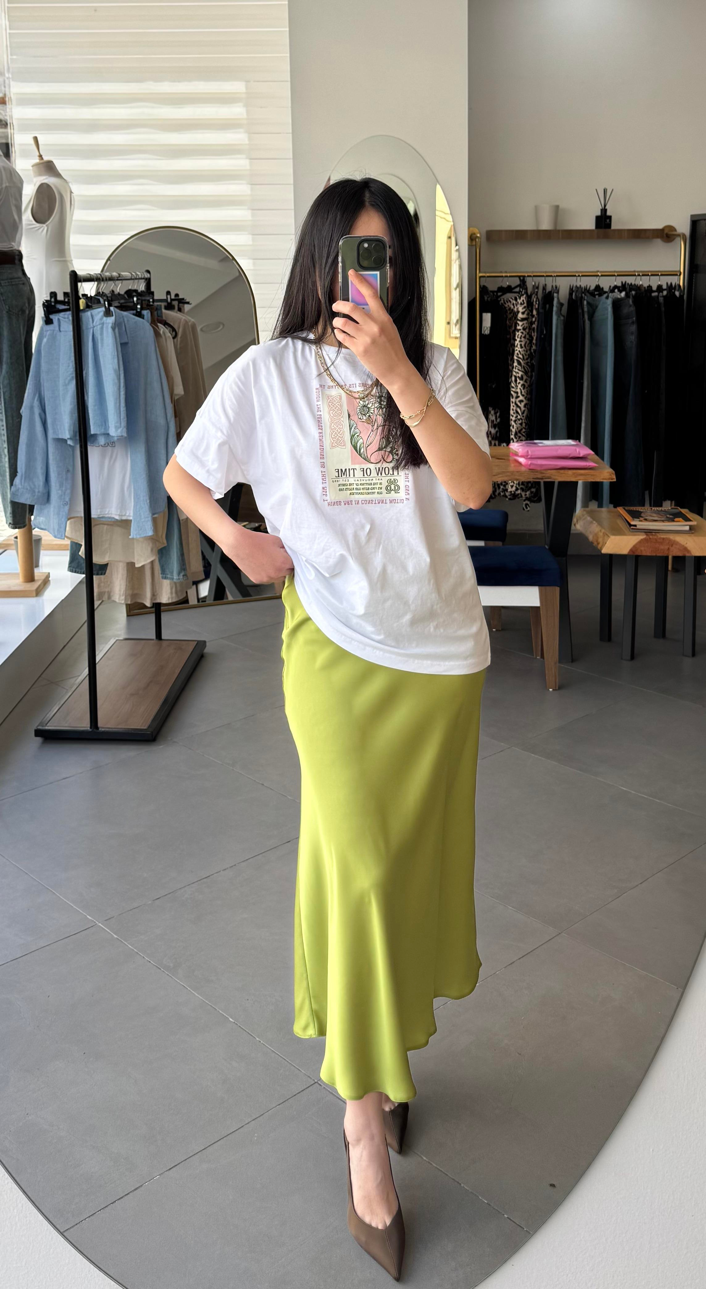 Oversize Baskılı Beyaz Tişört