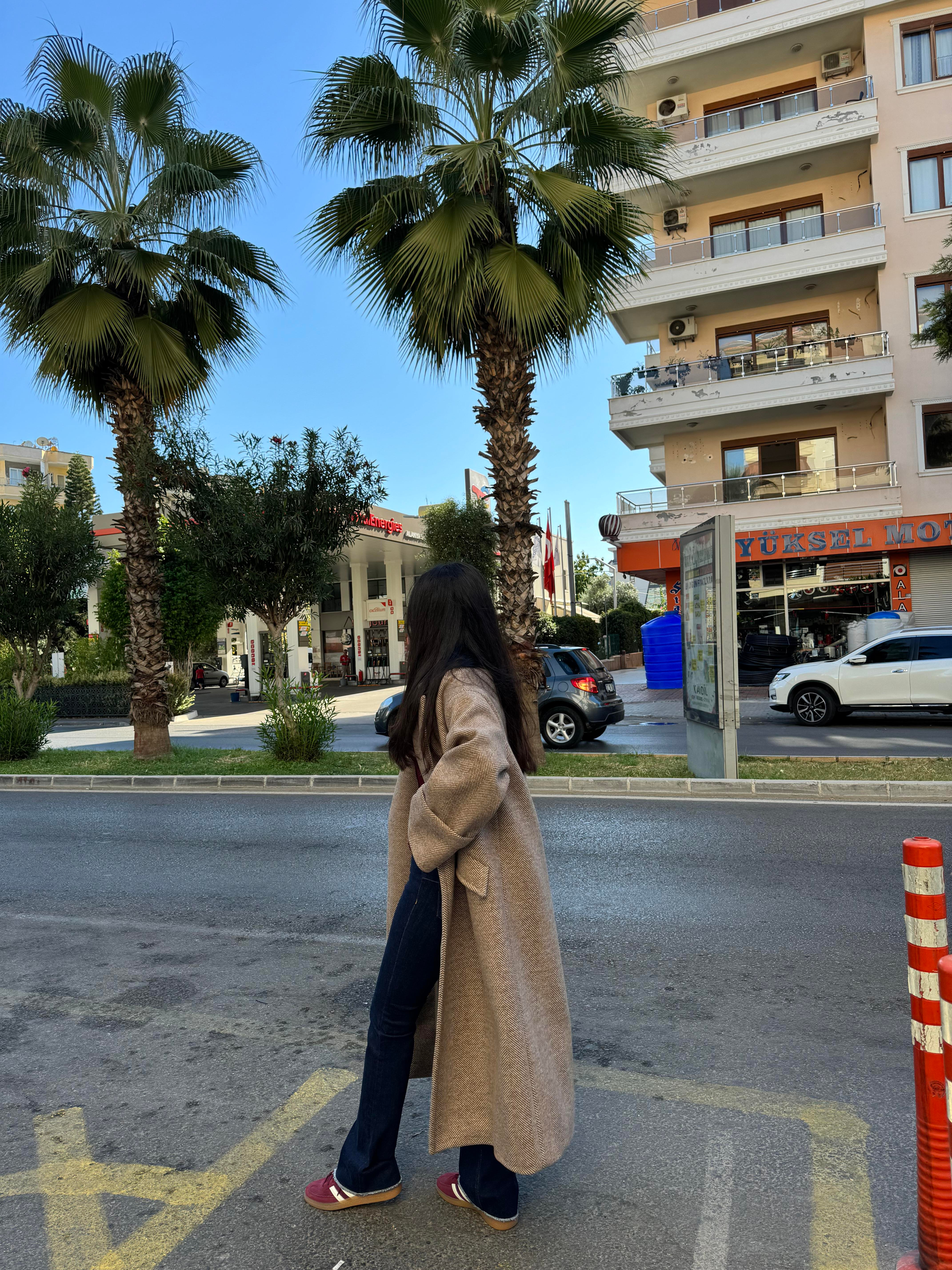 Oversize Kaşe Astarlı Kahve Kaban
