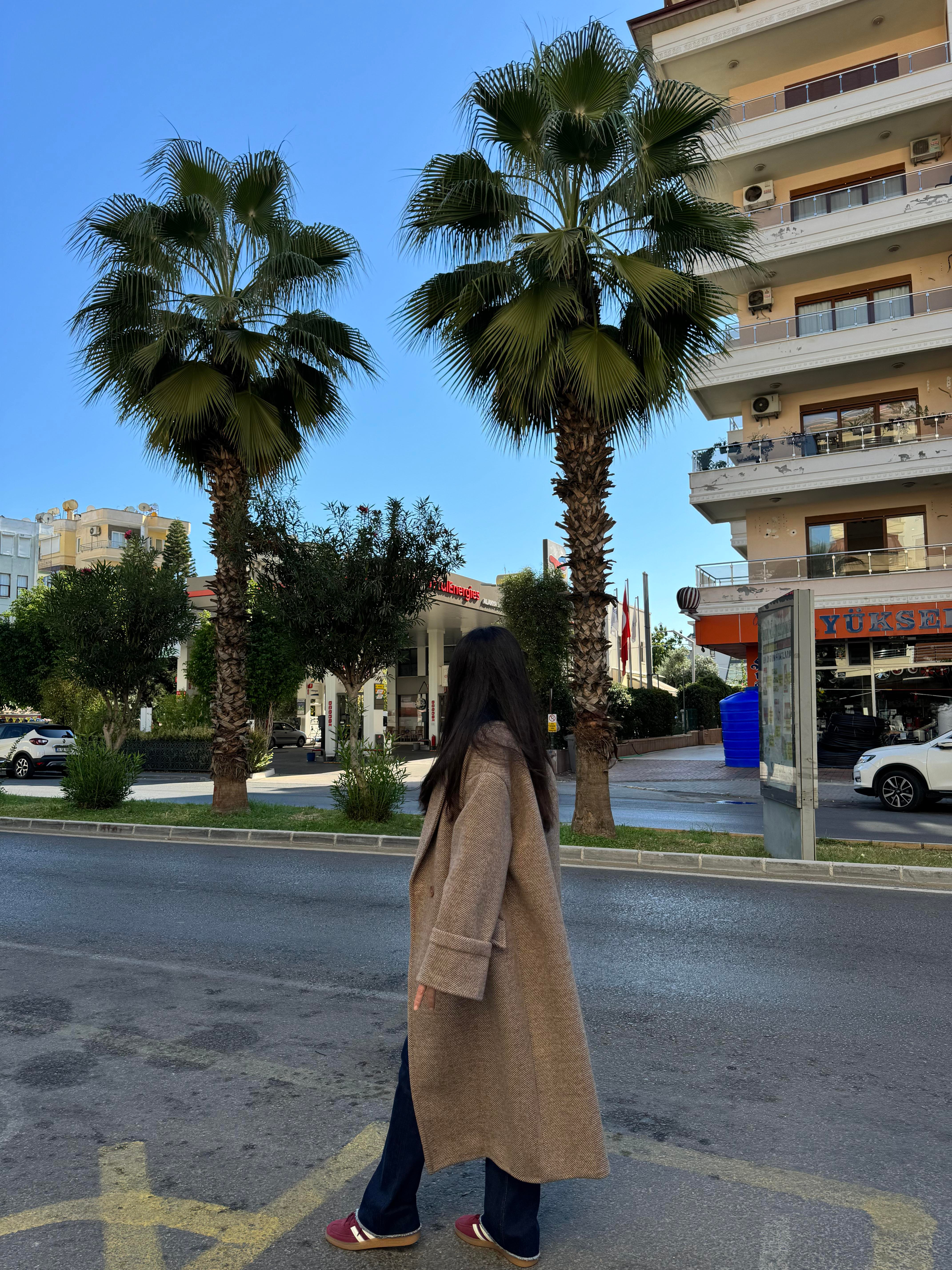 Oversize Kaşe Astarlı Kahve Kaban