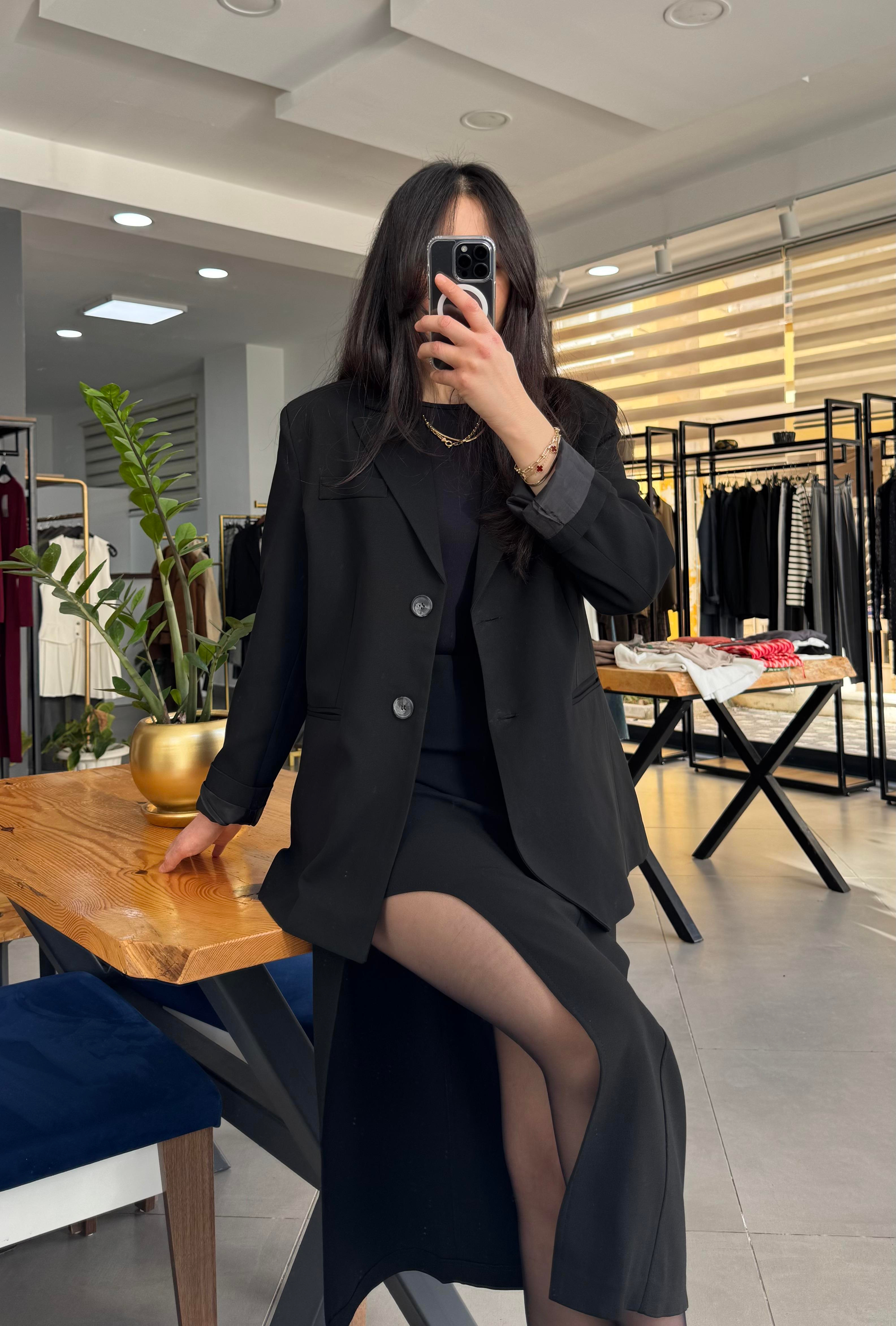Oversize Siyah Blazer Ceket