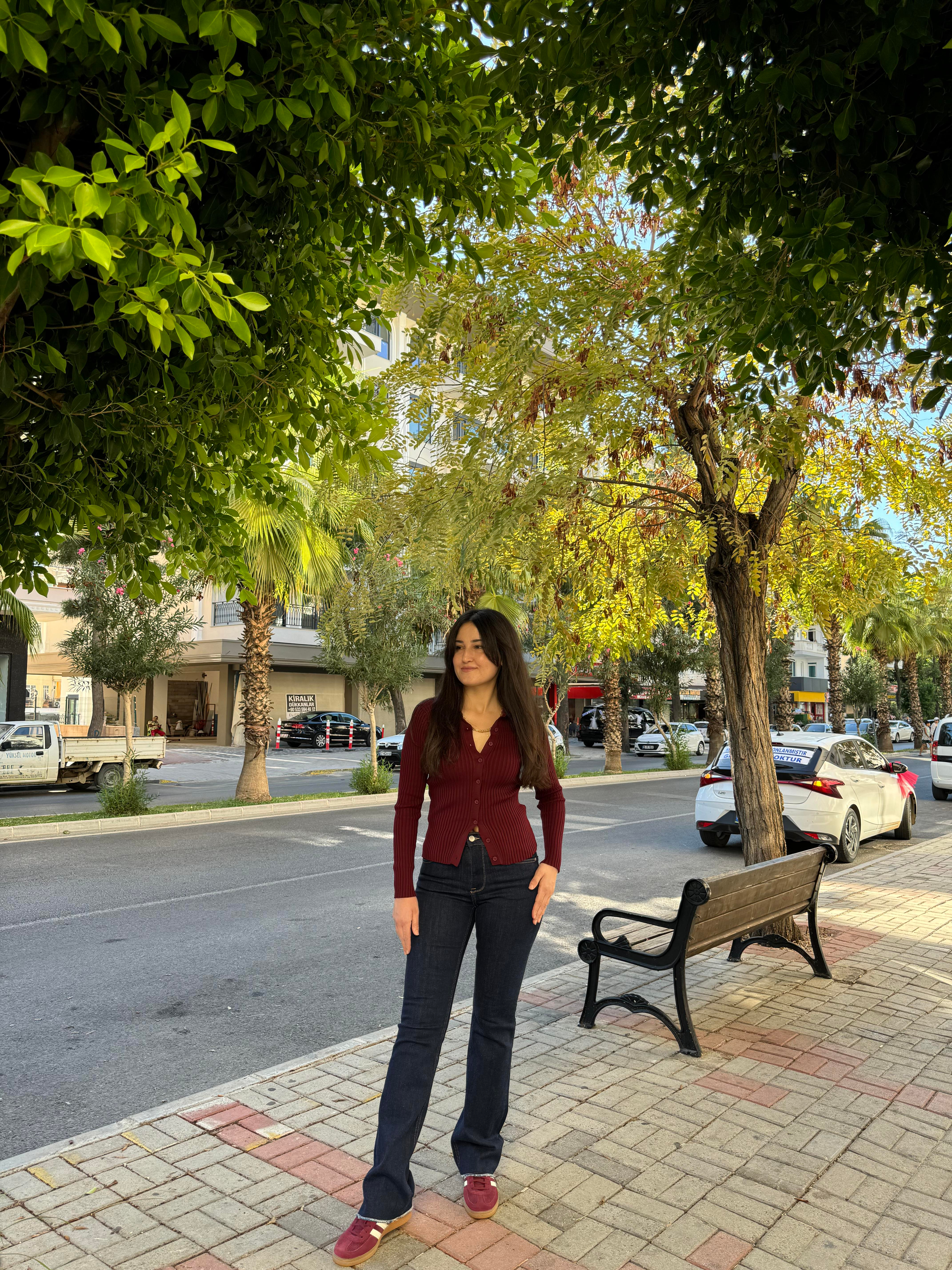 Polo Yaka Düğmeli Bordo Triko