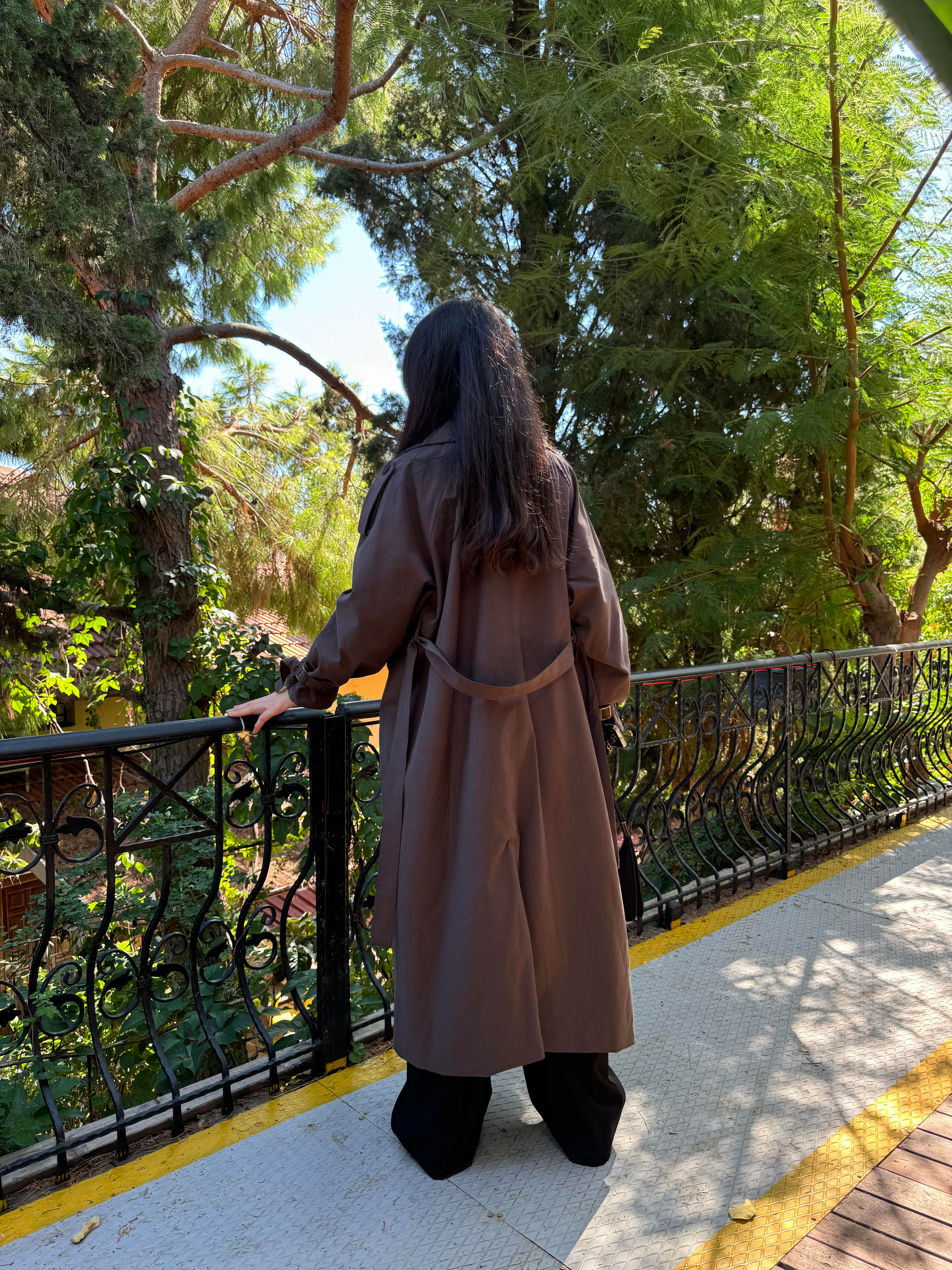 Premium Astarlı Kahve Trençkot