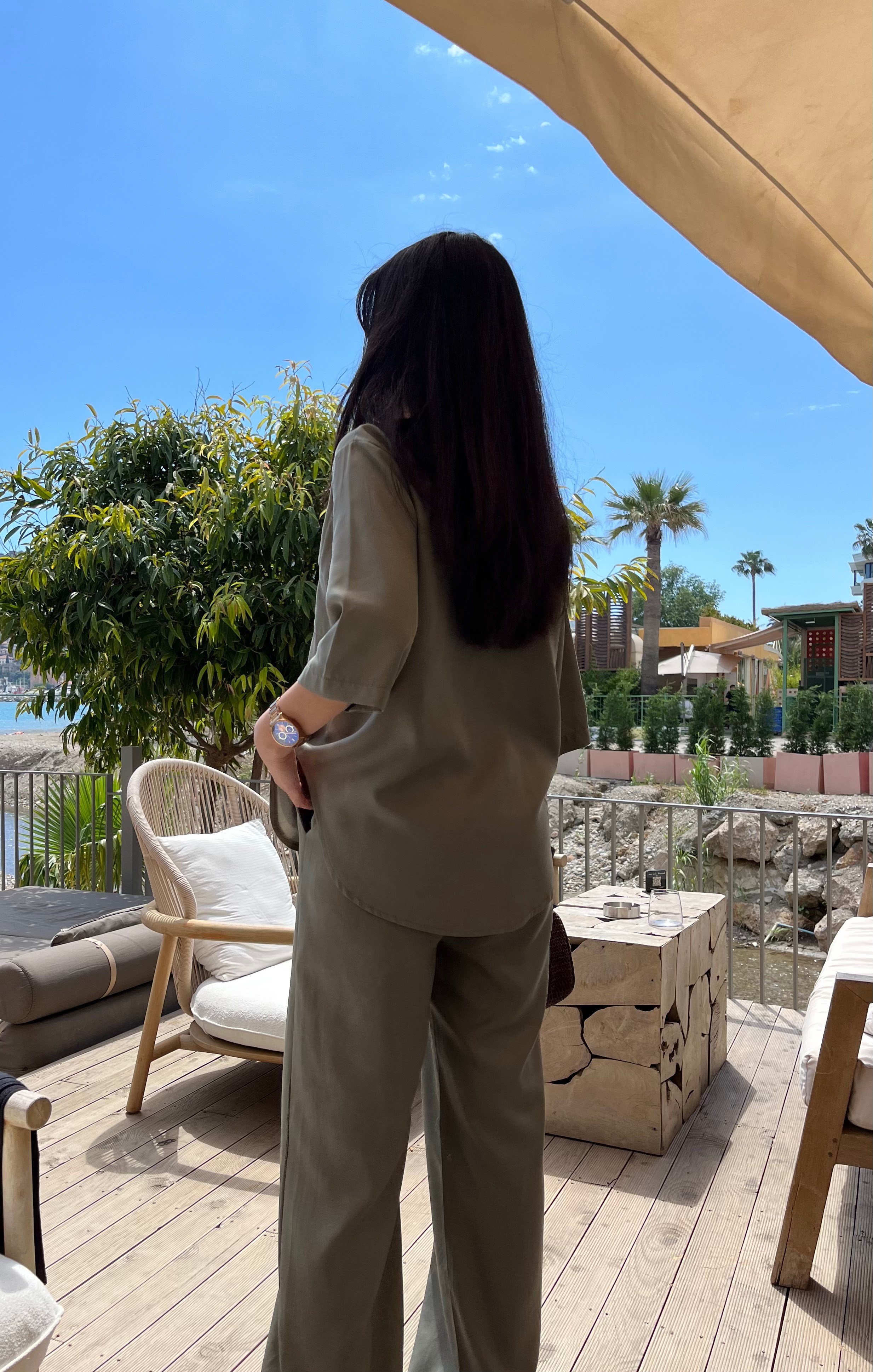 Tencel Gömlek Pantolon Haki Takım
