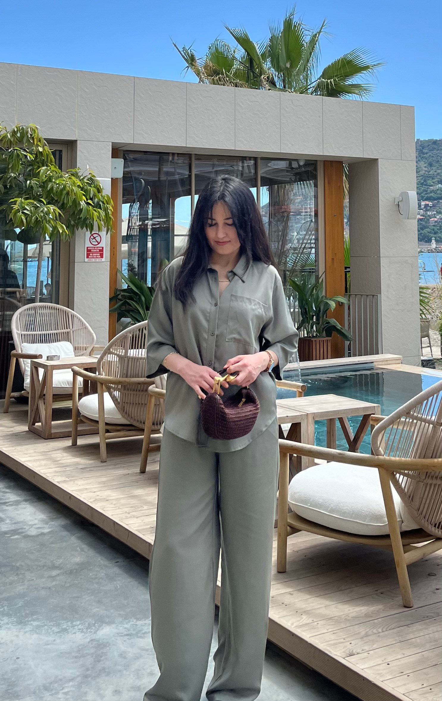 Tencel Gömlek Pantolon Haki Takım