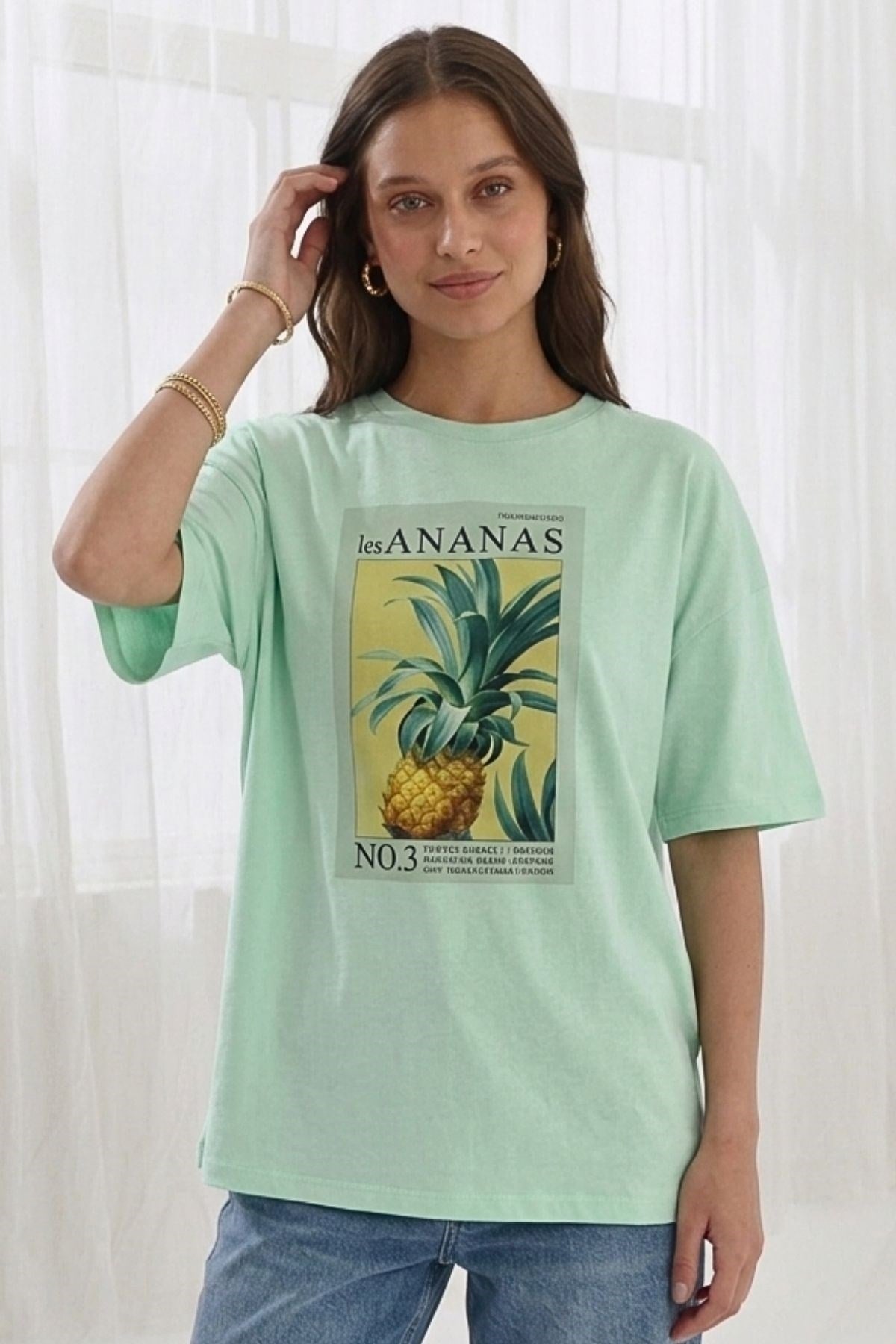 Ananas Desenli Tişört MINT