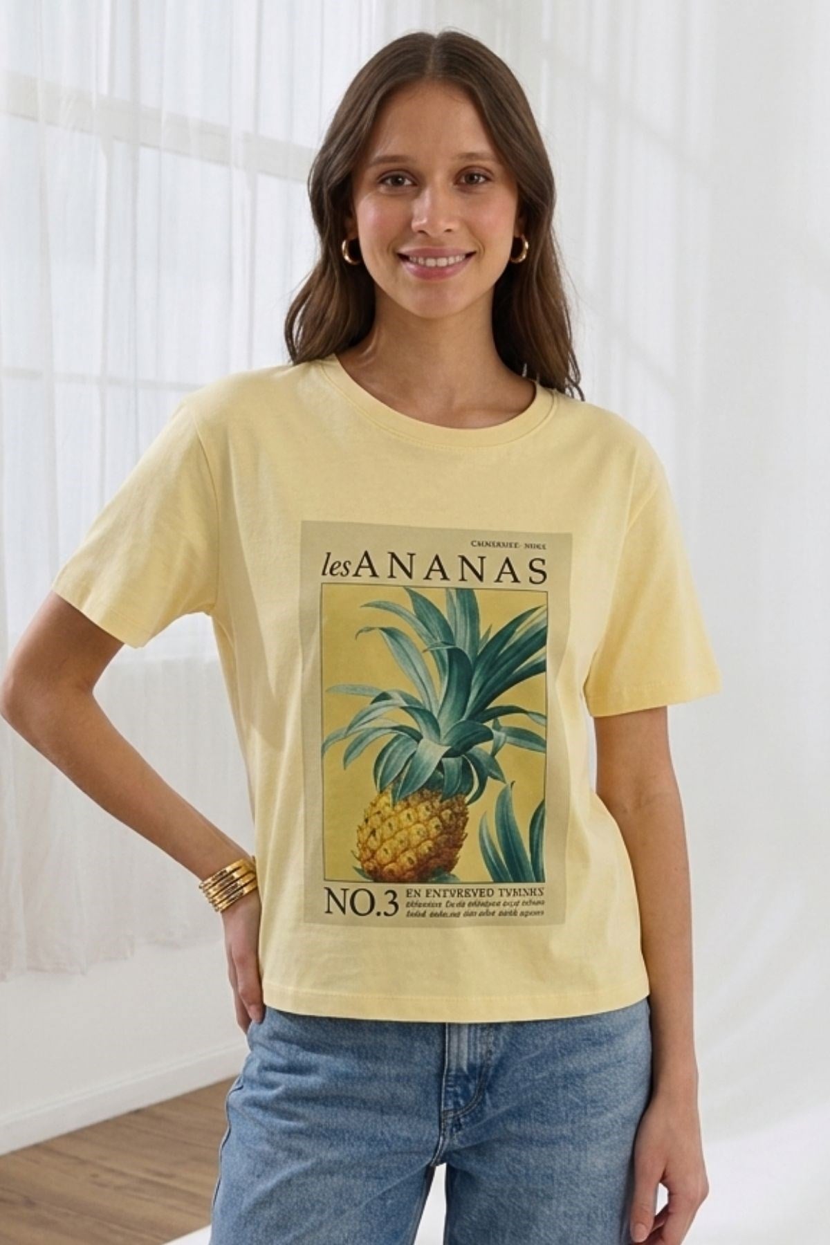 Ananas Desenli Tişört SARI