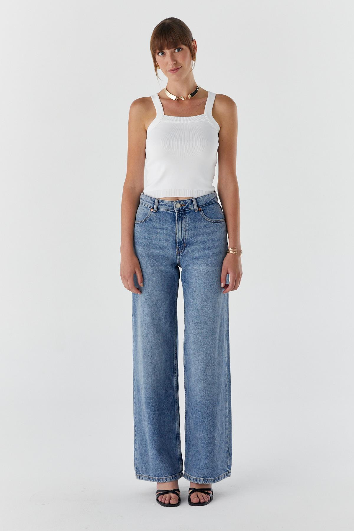 Askılı Triko Bluz EKRU